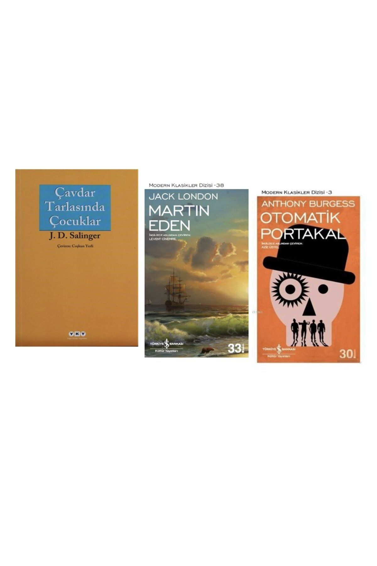 TÜRKİYE İŞ BANKASI KÜLTÜR YAYINLARI cavdar tarlasinda cocuklar + martin eden + otomatik portakal = 3 set