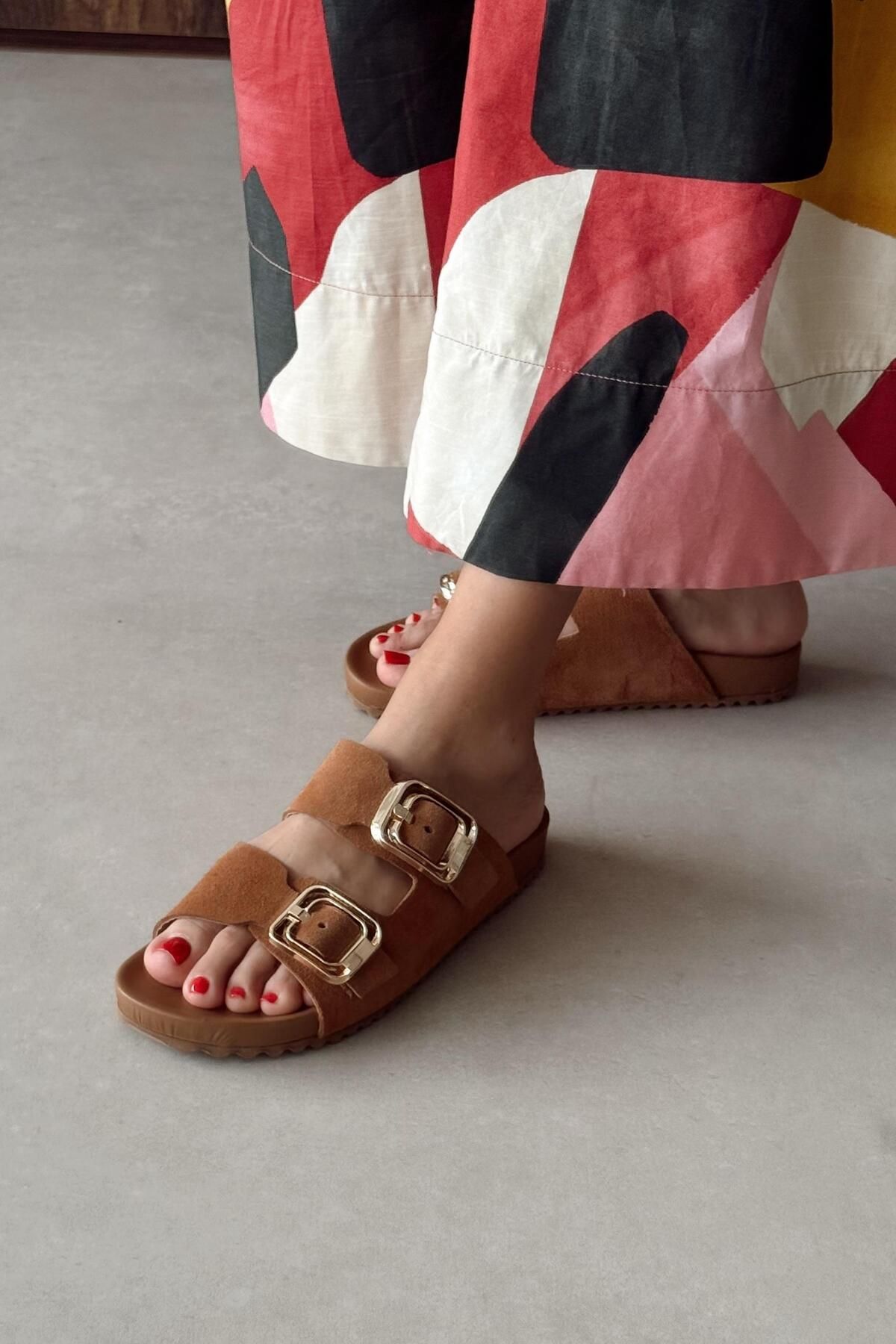 nope21shoess Carmen Taba Hakiki Deri Terlik