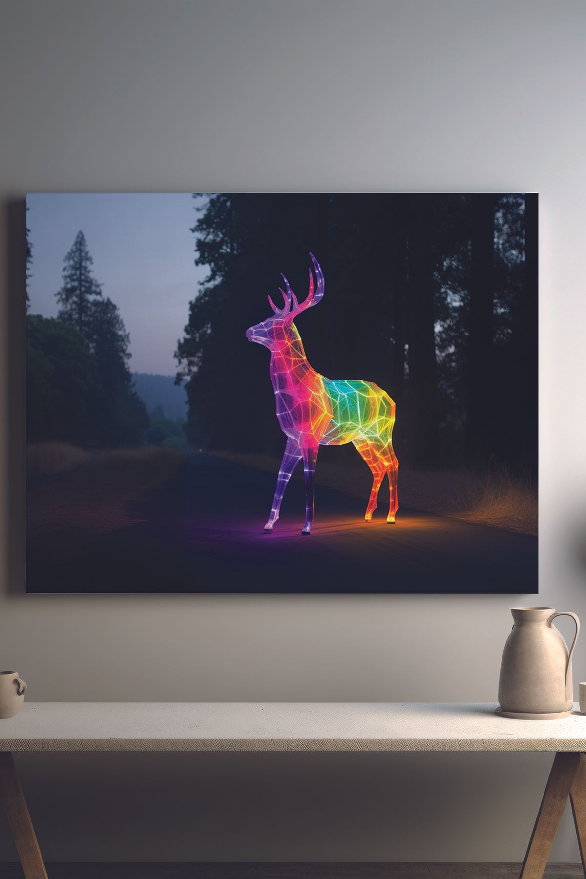 Store Ormanın Neon Koruyucusu Premium Kanvas Tablo