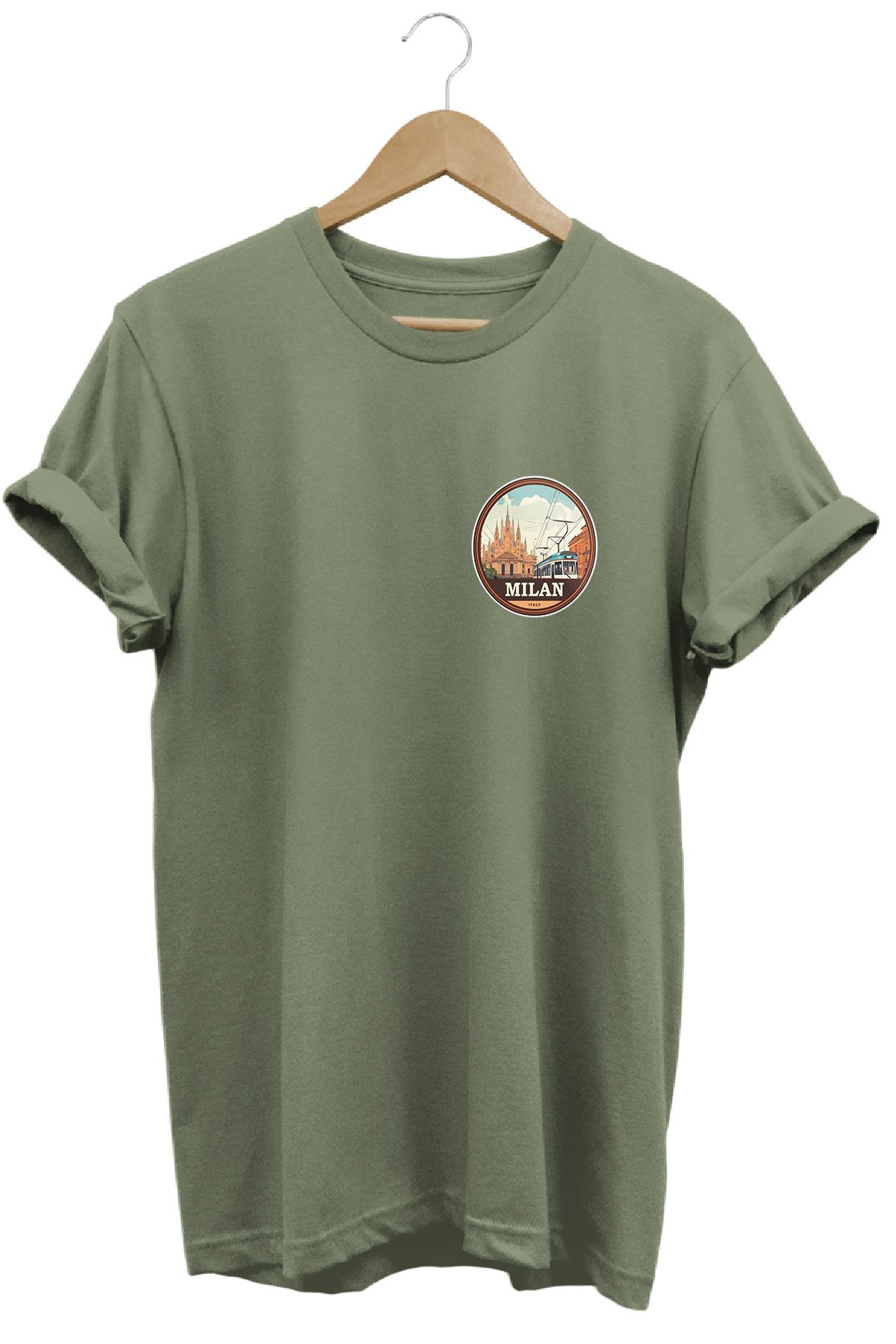 remonz Şehirler Serisi Milan Baskılı %100 Pamuk Regular Fit Bisiklet Yaka T-shirt