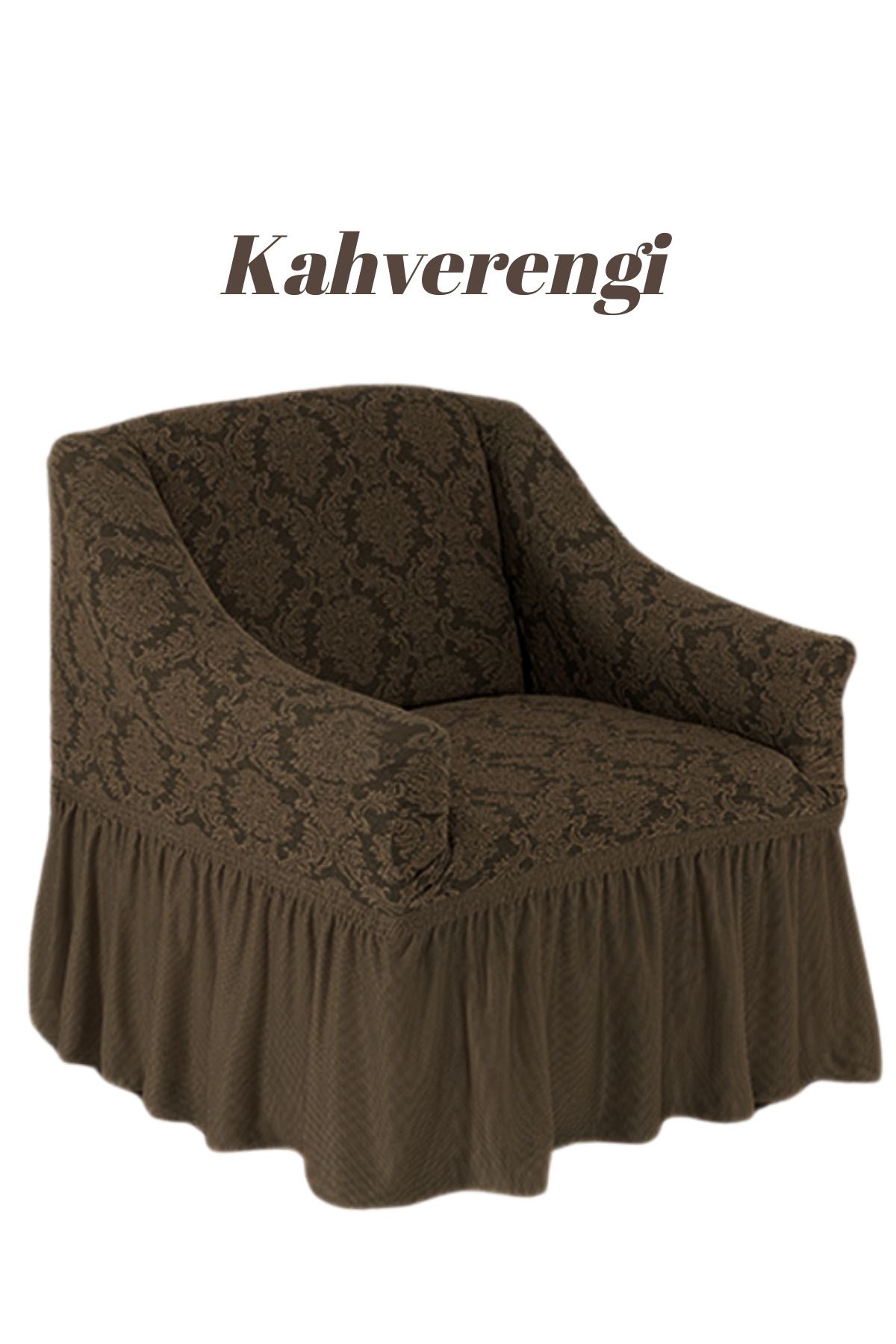kanway Jakarlı tek kişilik koltuk örtüsü. lastikli esnek berjer kılıfı. Osmanlı desen