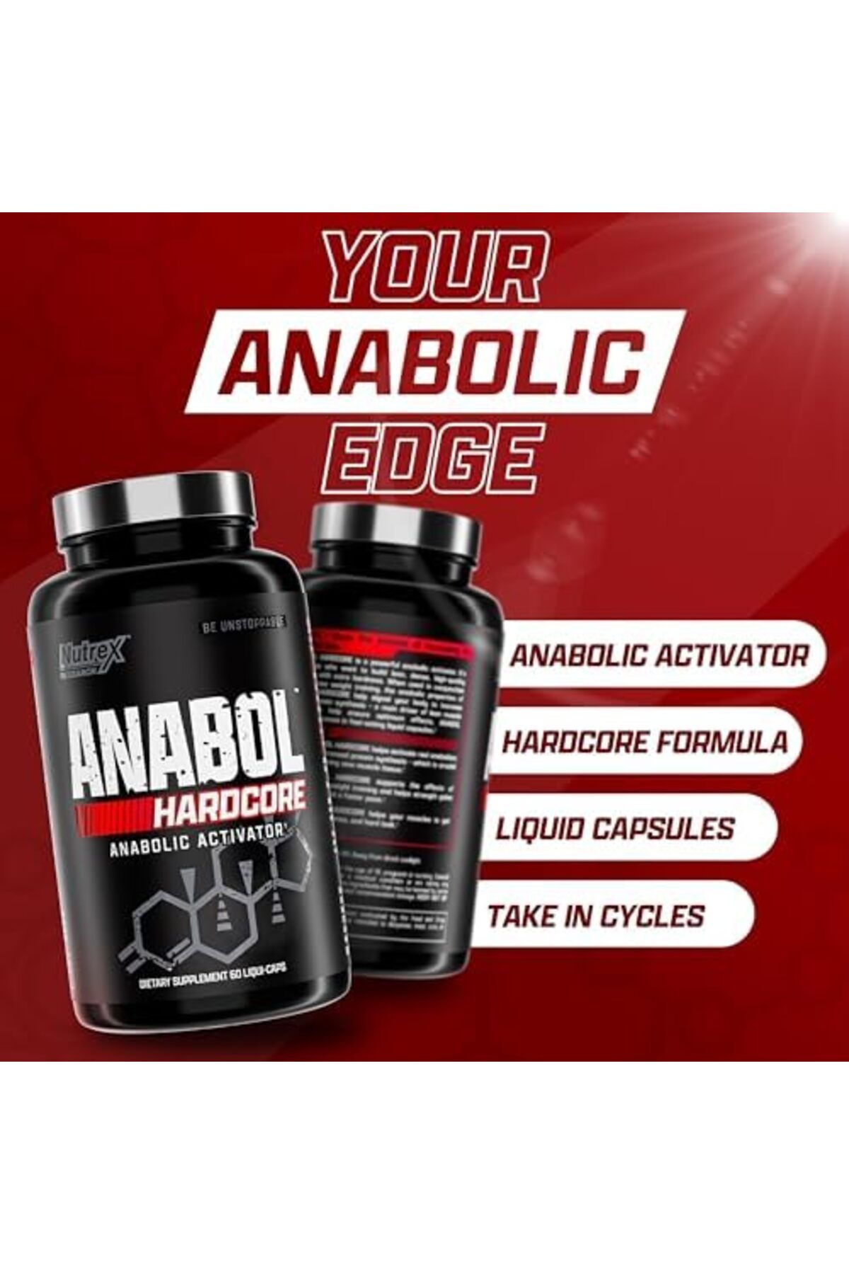 Nutrex Research-منشط أنابول هاردكور الابتنائي، عامل بناء العضلات وتقويتها، 60 قرصًا 8