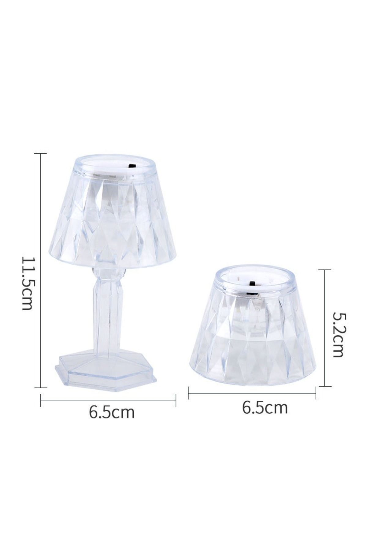 KuantumHome-Mini Crystal Led Transparent Table Lamp Plug-In Removable Lampshade 12cm 4