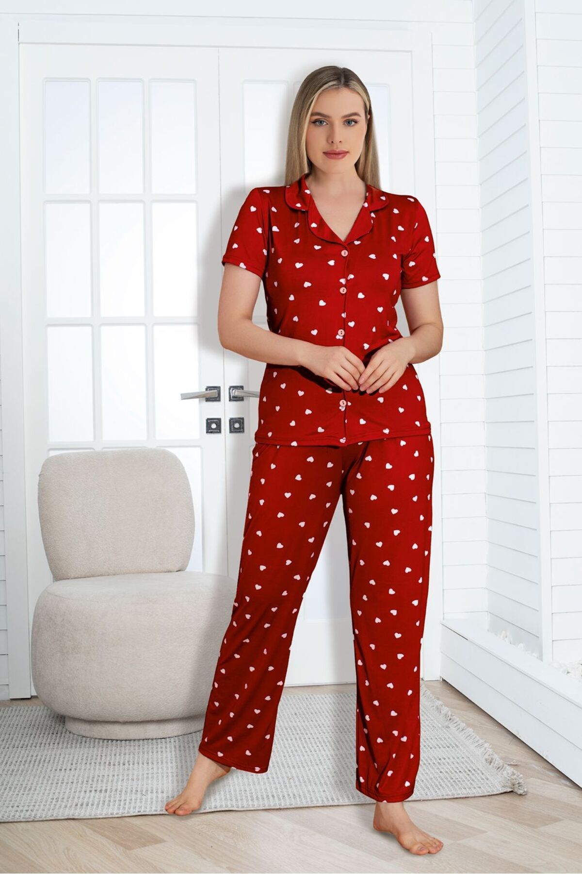 MODA Kalpli Düğmeli Pijama Takımı