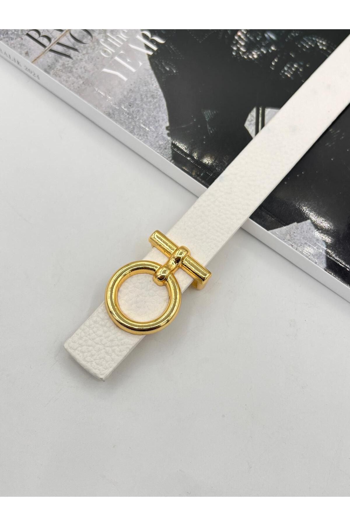 NOİR LUXE Oval Gold Tokalı Kadın Kemer Pantolon Kemeri Elbise Kemeri Gömlek Kemeri Ceket Kemer
