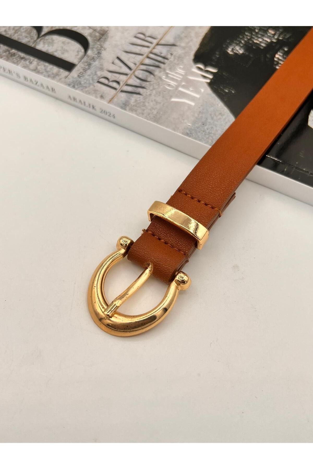 NOİR LUXE Gold Tokalı Köprülü ince Kadın Kemer Pantolon Kemeri Elbise Kemeri Gömlek Kemeri Ceket Kemeri