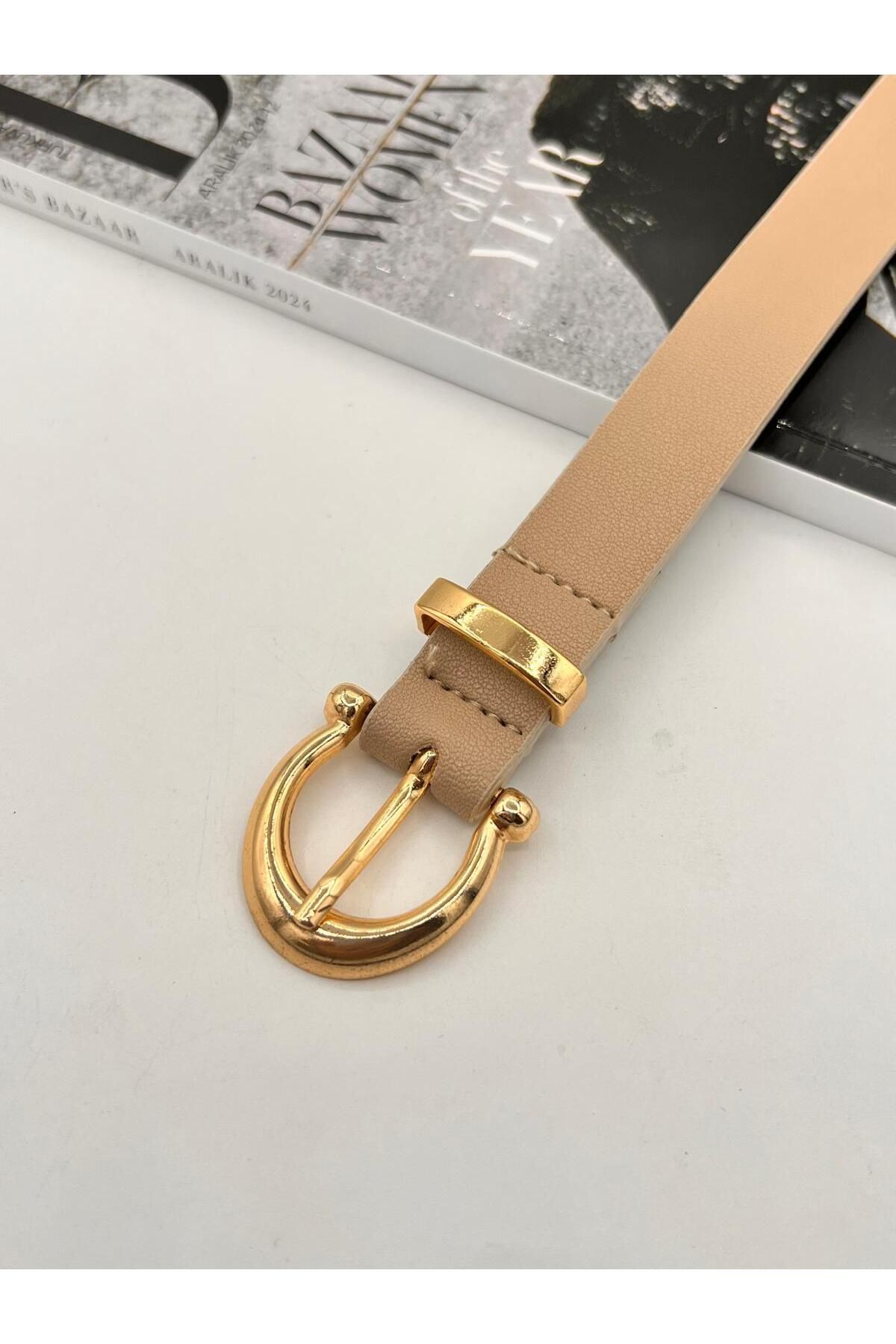 NOİR LUXE Gold Tokalı Köprülü ince Kadın Kemer Pantolon Kemeri Elbise Kemeri Gömlek Kemeri Ceket Kemeri
