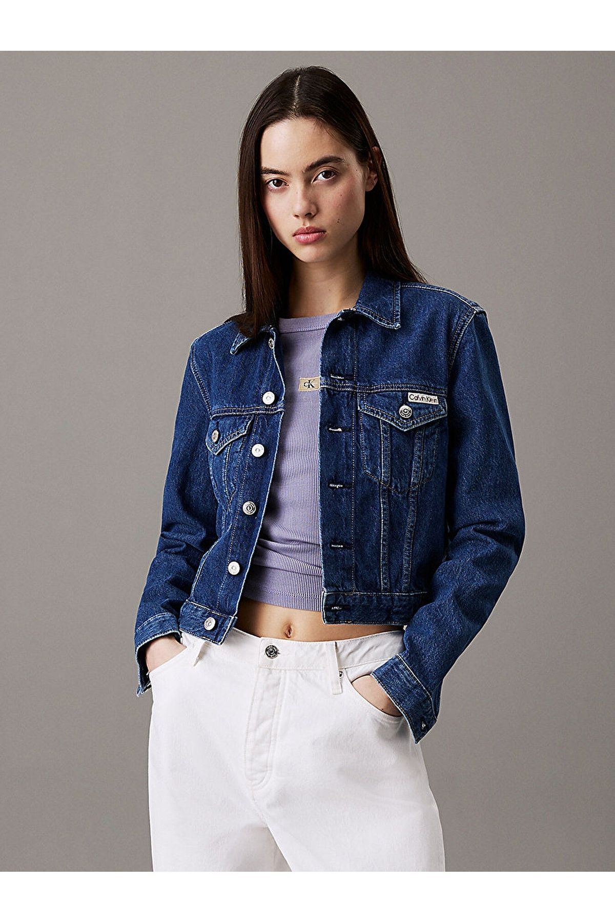 CK Jeans Kadın Cropped 90's Denim Ceket J20J225183-1A4