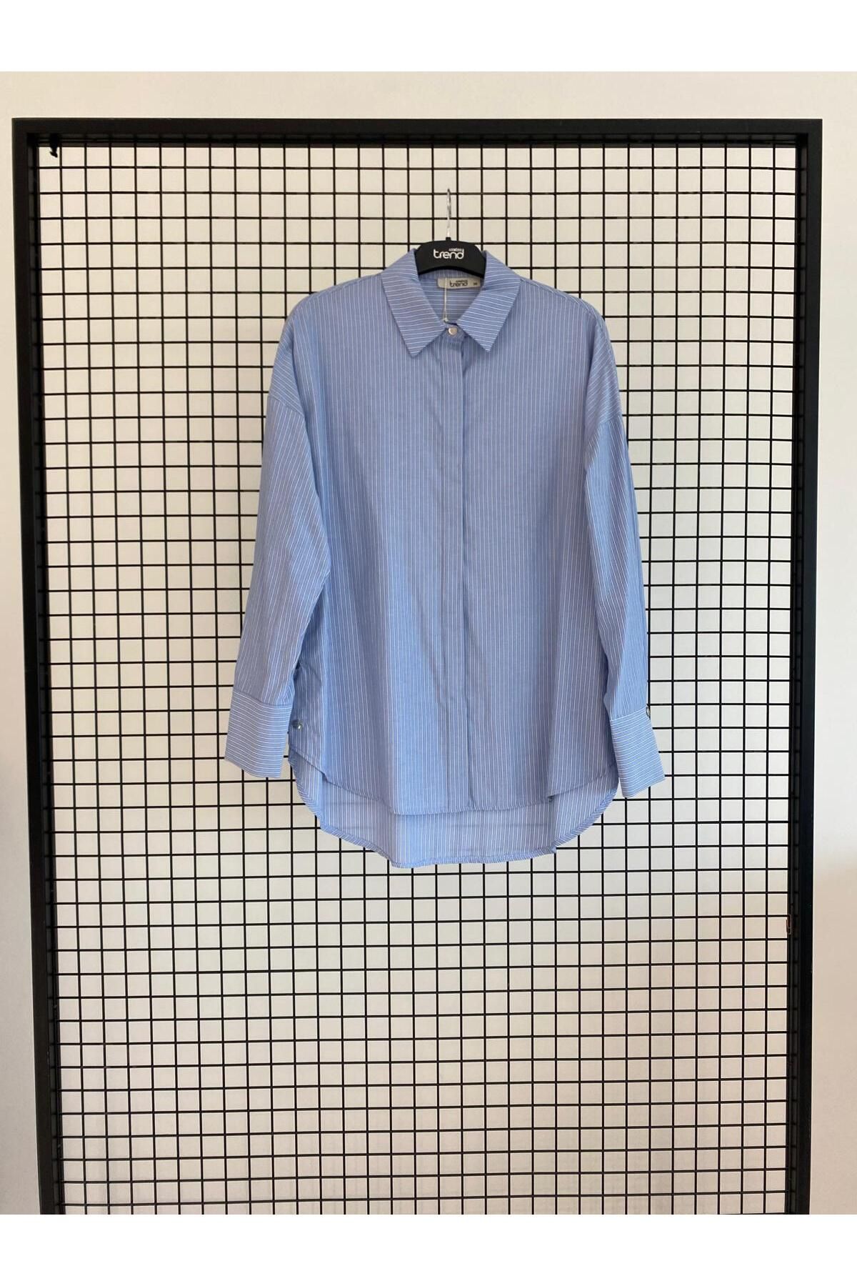 Armine TREND Yeni Sezon Yazlık Yırtmaçlı Çizgili Gömlek 25DSB4103 Modaayka