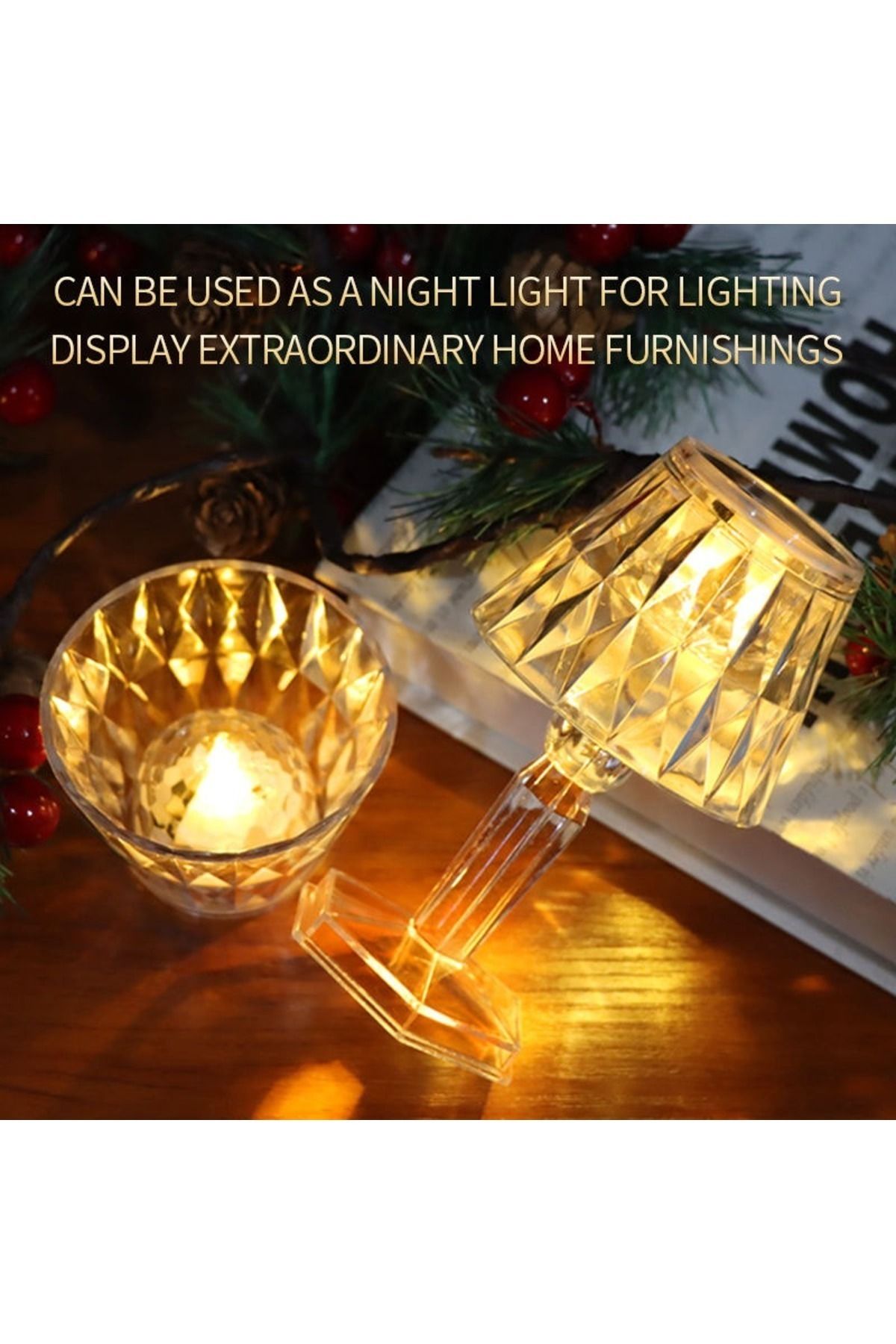 KuantumHome-Mini Crystal Led Transparent Table Lamp Plug-In Removable Lampshade 12cm 3