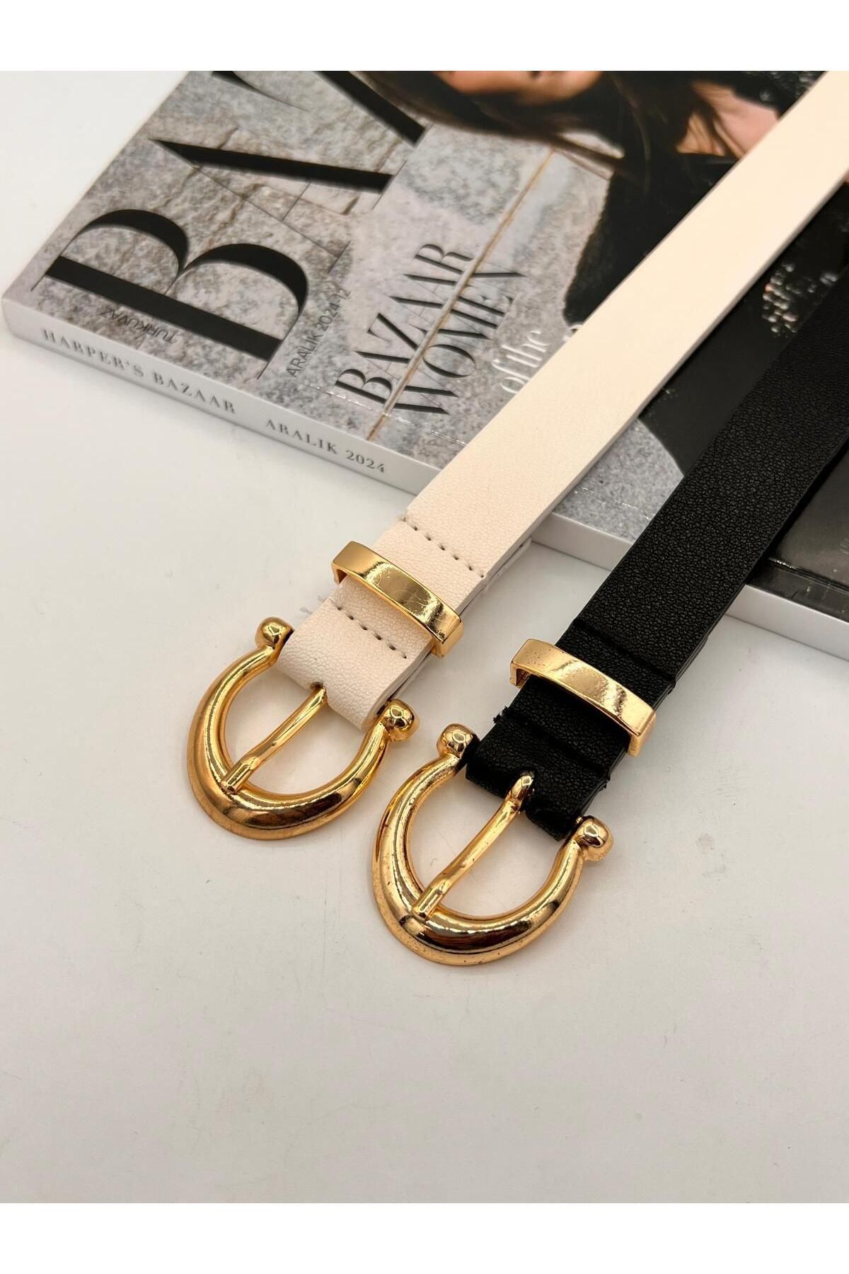 NOİR LUXE Gold Tokalı Köprülü ince Kadın Kemer Pantolon Kemeri Elbise Kemeri Gömlek Kemeri Ceket Kemeri