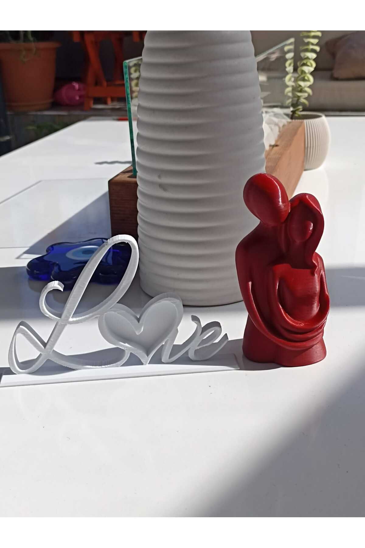 smilechild Sonsuz Aşk Sarılan Sevgili ve love dekor biblo 2 li takım