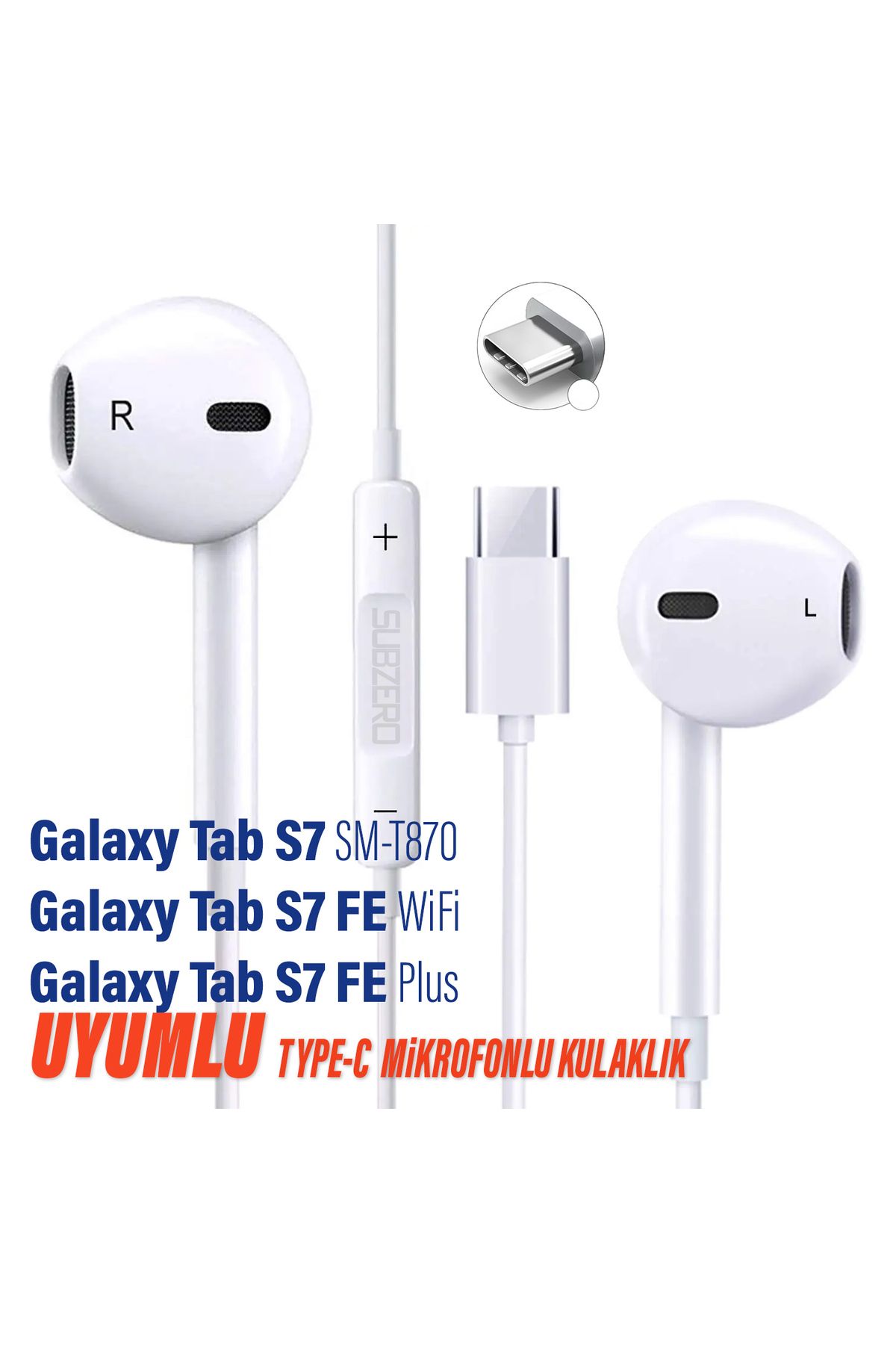 EXENAR Samsung Galaxy Tab S7 / Tab S7 Plus + / S7 FE / Wifi Uyumlu Type C Mikrofonlu Kulaklık