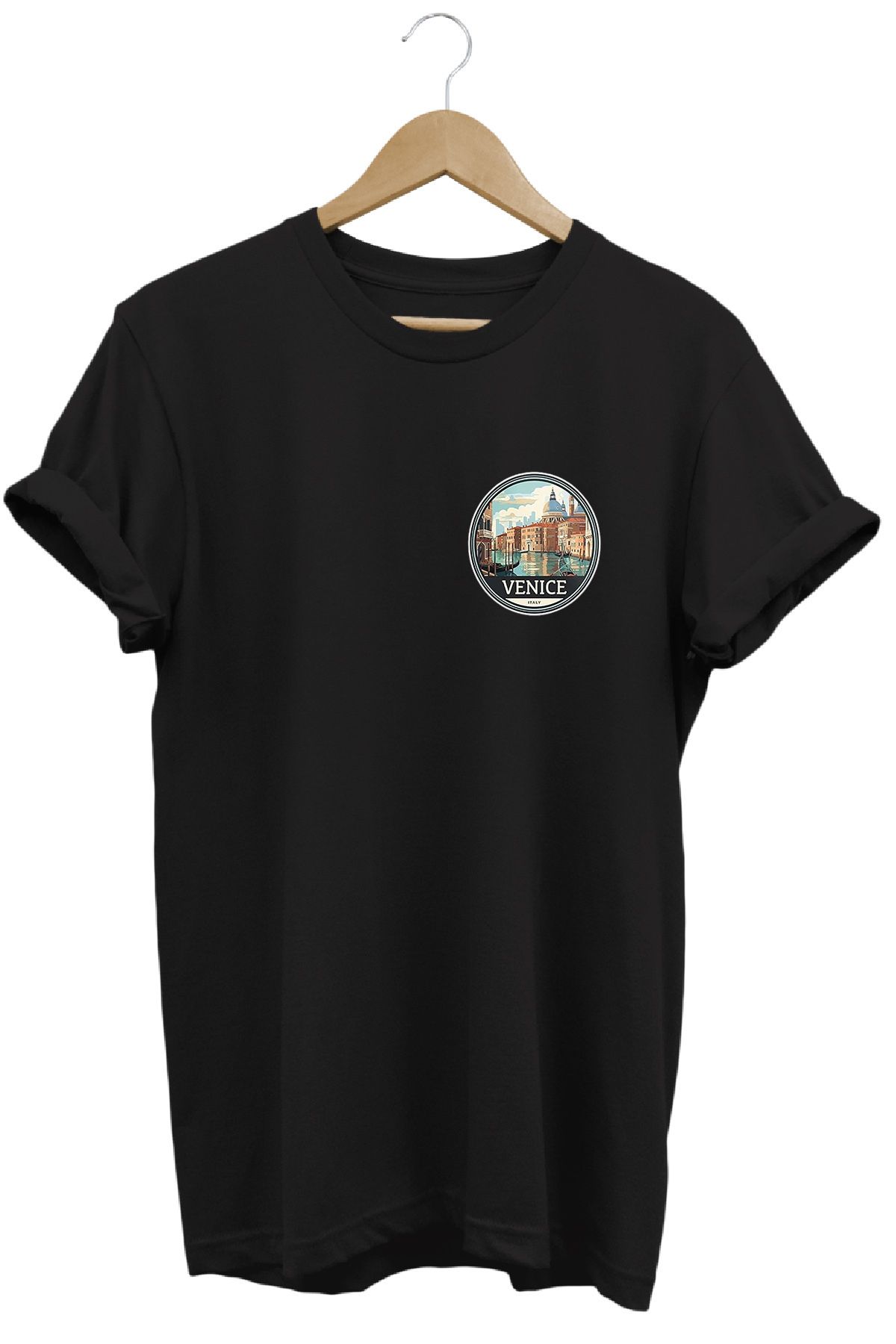 remonz Şehirler Serisi Venice Baskılı %100 Pamuk Regular Fit Bisiklet Yaka T-shirt