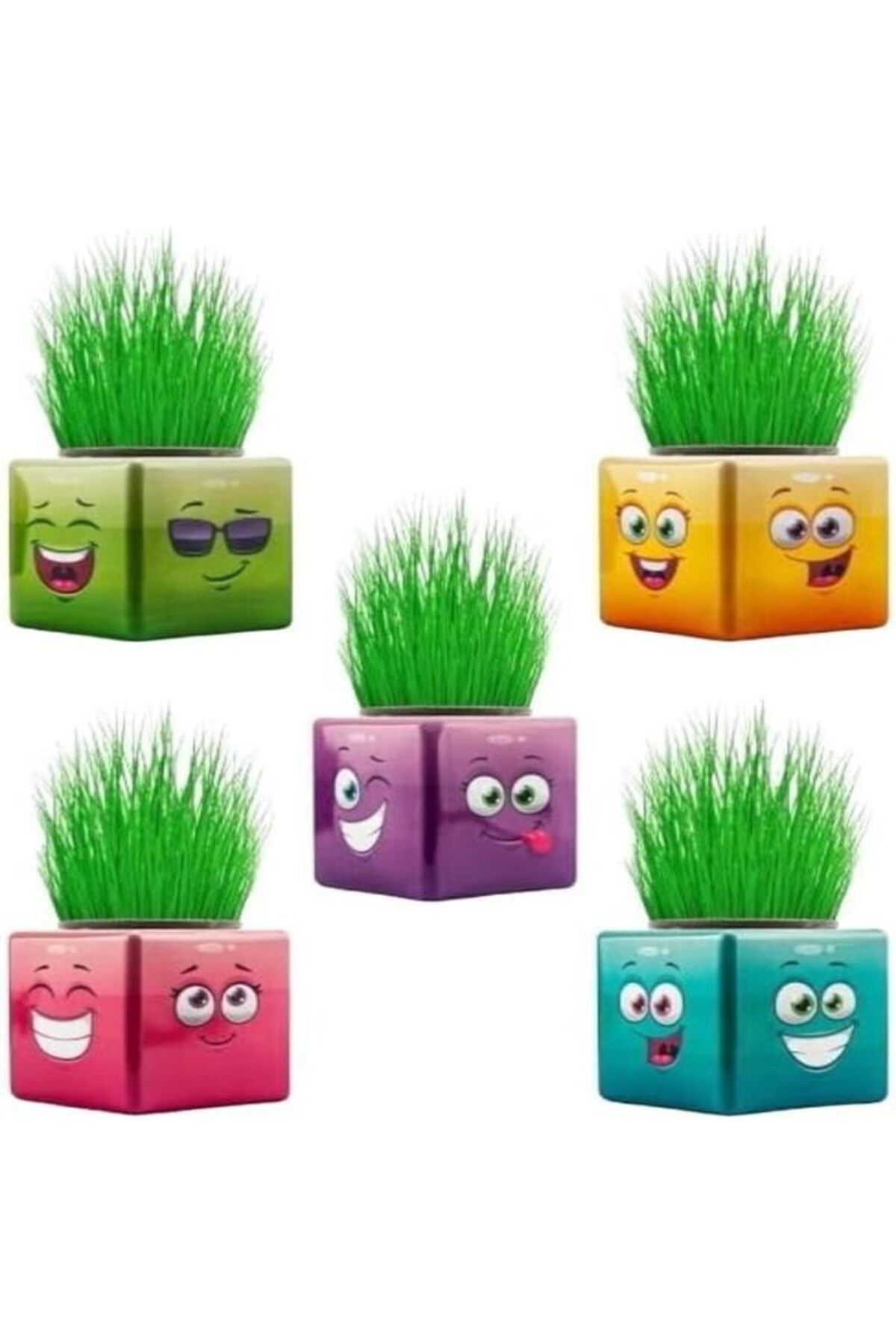 EmrahGültekin 10 Adet Yeni Nesil Çimoji 3 Tarafı Emojili Küp Çim Adamlar Okul Ve Okul Öncesi Hediyelik Çim Adam