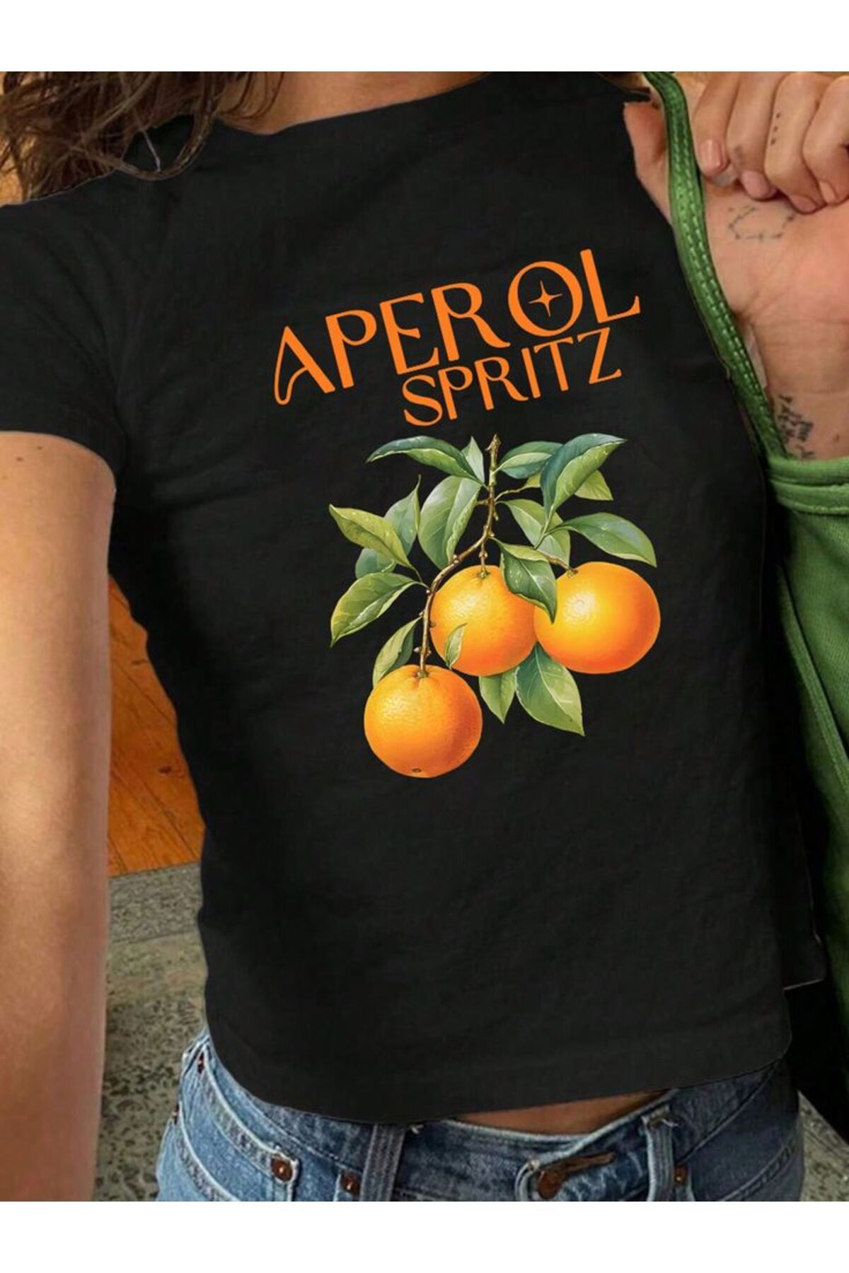 JANSO GROUP -KADIN KISA KOLLU PAMUKLU BASKILI CROP TSHIRT0044