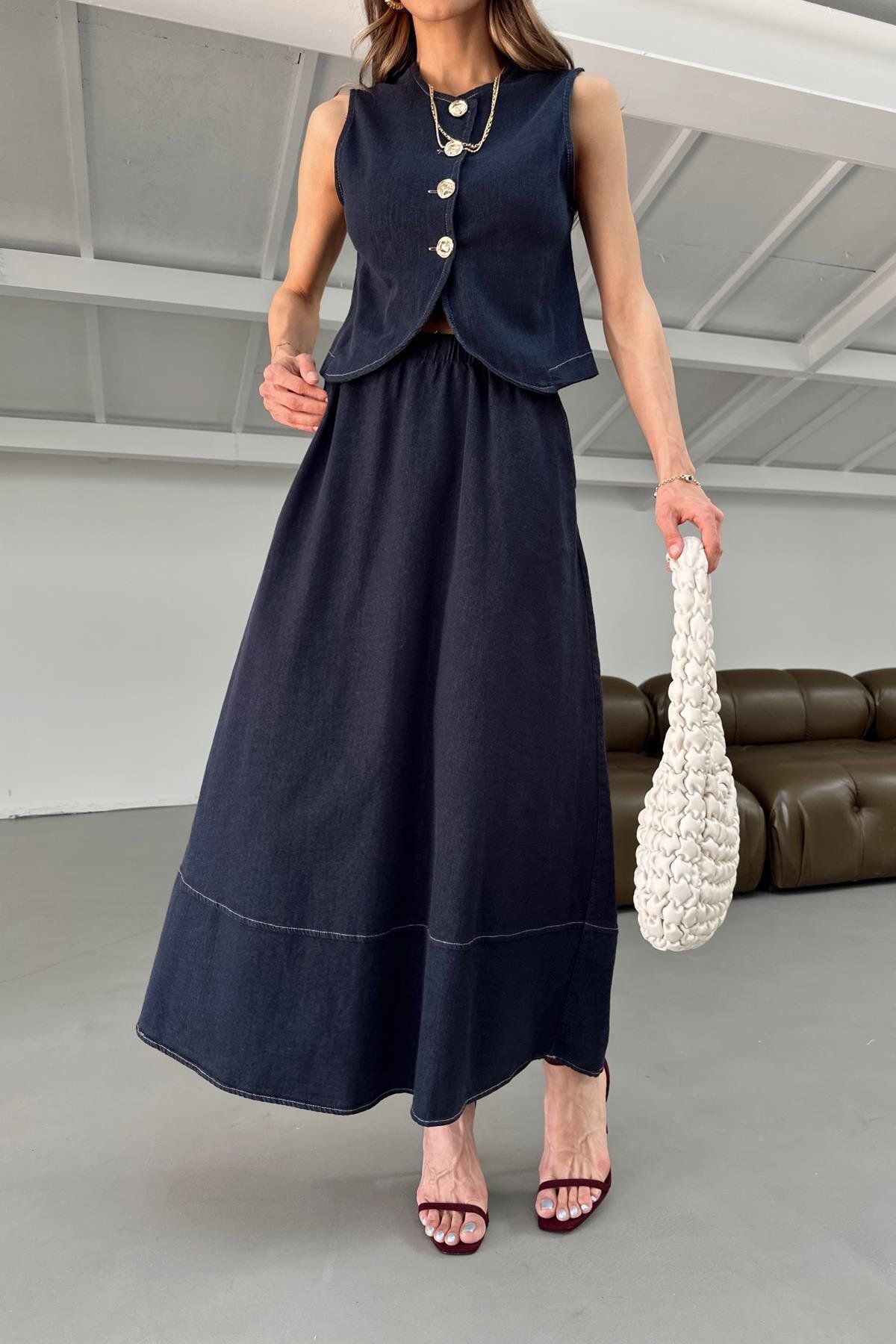 mylove Denim Etekli Takım Lacivert