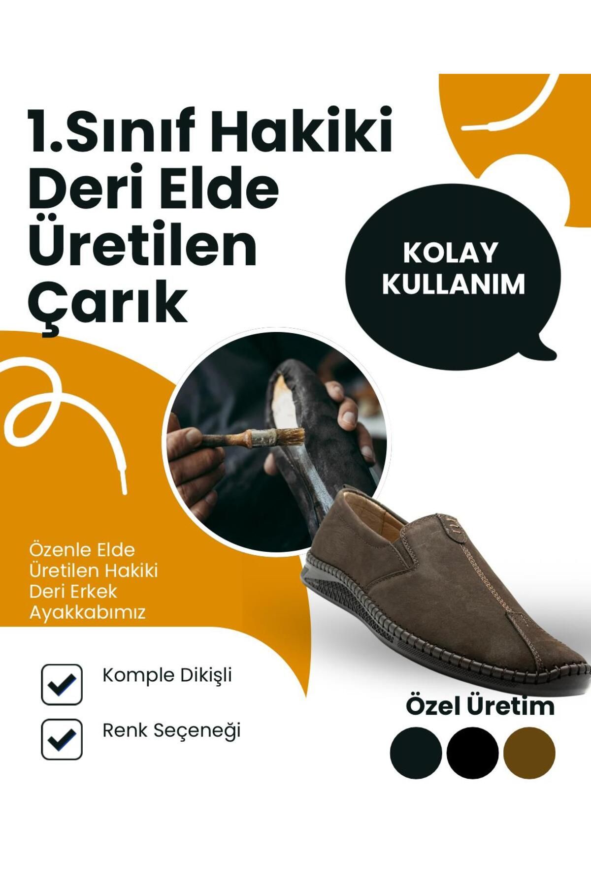İYİSİNDEN SHOES Hakiki Deri El Yapımı Erkek Çarık Ayakkabı – Tamamen Dikişli, Poli Taban