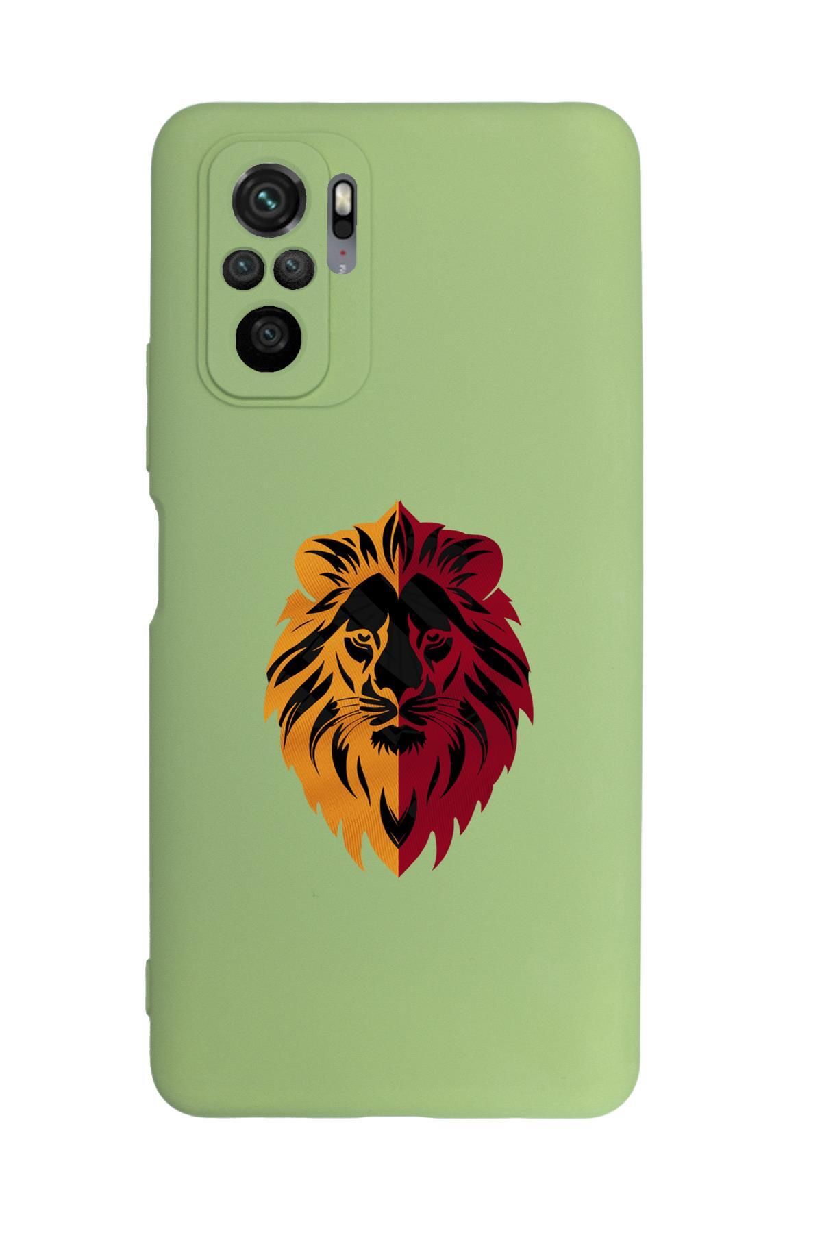mooodcase Xiaomi Redmi Note 10S Uyumlu Sarı Kırmızı Aslan Desenli Premium Silikonlu Telefon Kılıfı