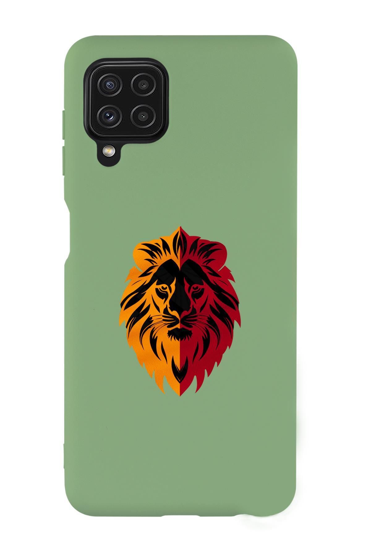mooodcase Samsung A22 Uyumlu Sarı Kırmızı Aslan Desenli Premium Silikonlu Telefon Kılıfı