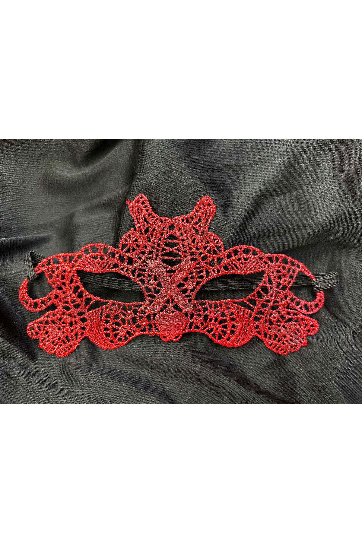 Avantaj Kapıda Kırmızı Dantel Masquerade Maskesi Çift Taraflı 10 No
