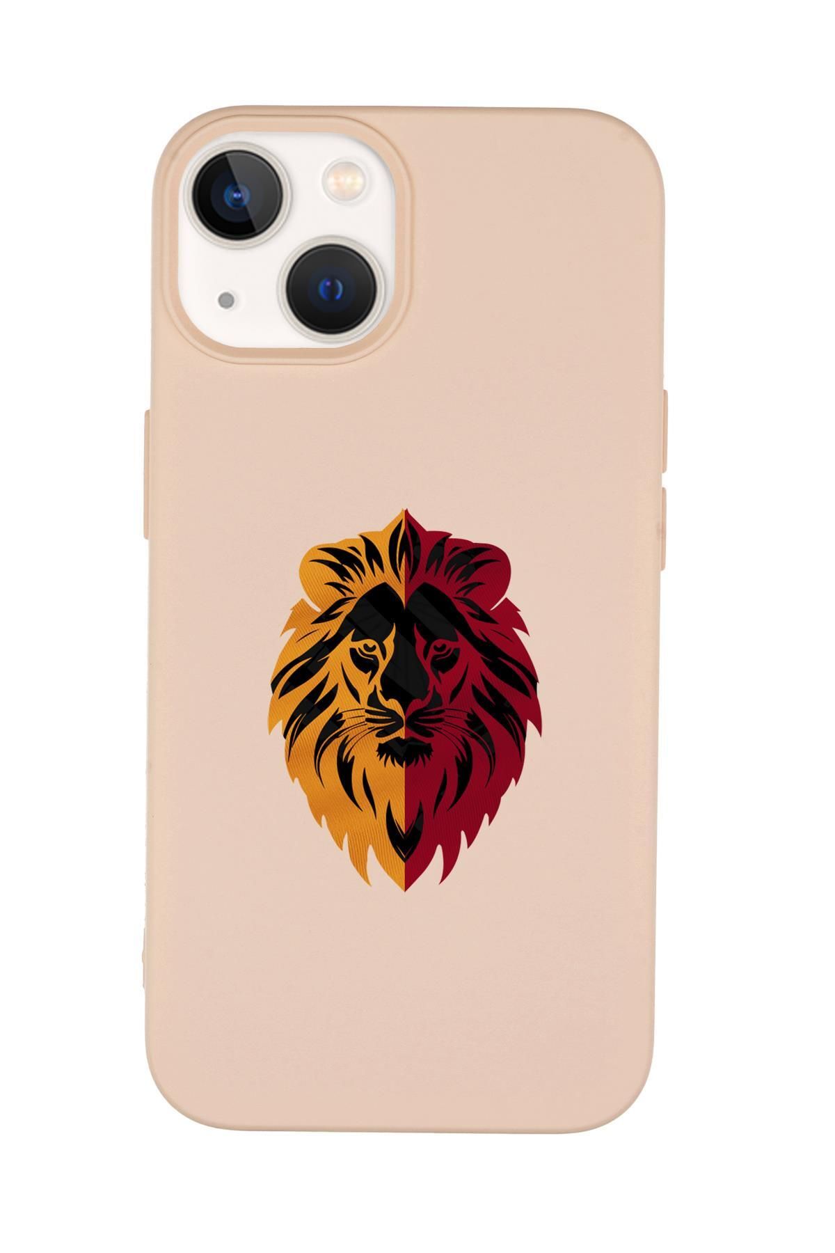 mooodcase iPhone 15 Uyumlu Sarı Kırmızı Aslan Desenli Premium Silikonlu Telefon Kılıfı