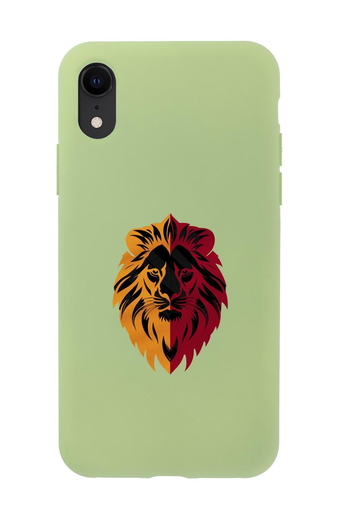 mooodcase iPhone Xr Uyumlu Sarı Kırmızı Aslan Desenli Premium Silikonlu Telefon Kılıfı