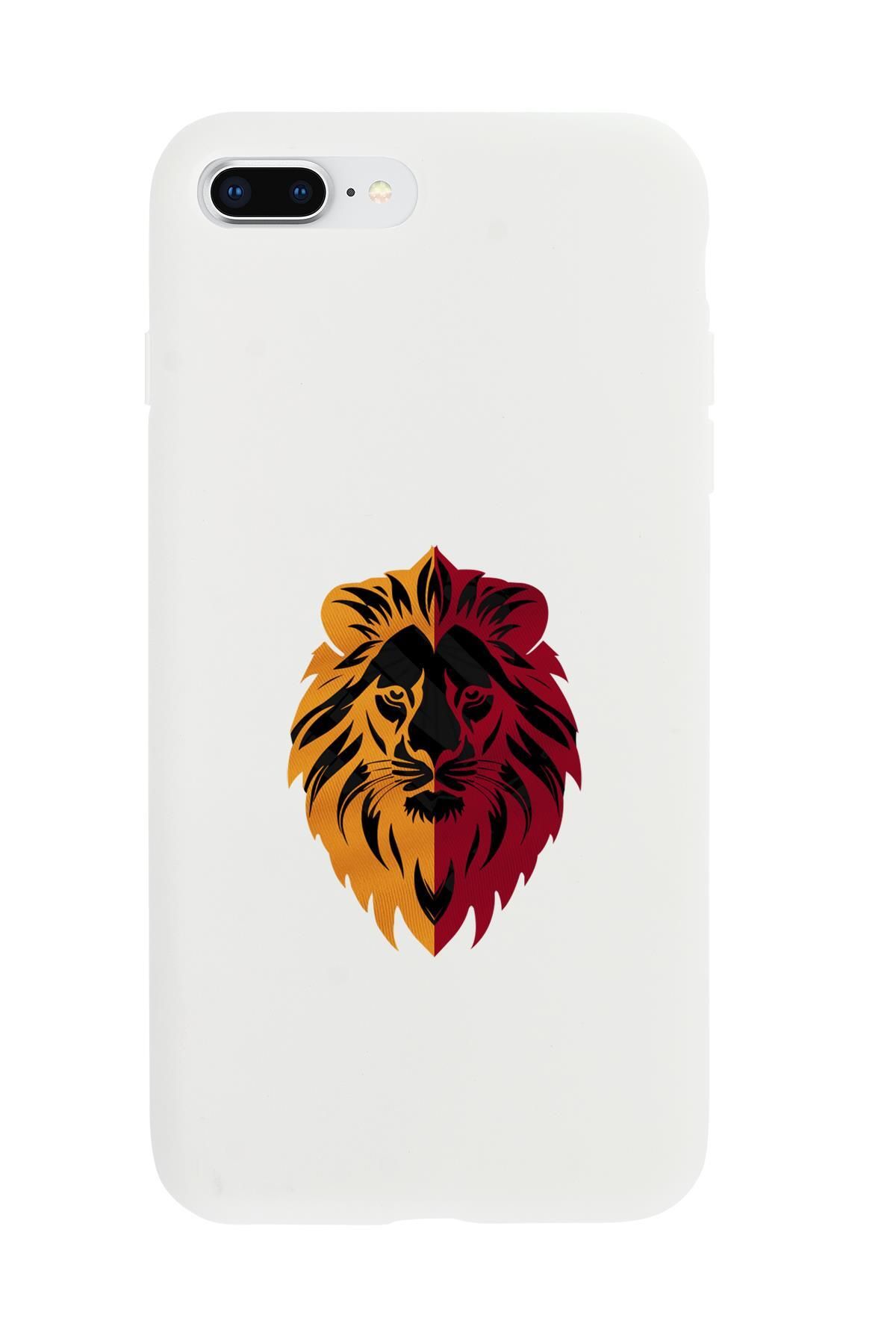 mooodcase iPhone 7 Plus Uyumlu Sarı Kırmızı Aslan Desenli Premium Silikonlu Telefon Kılıfı