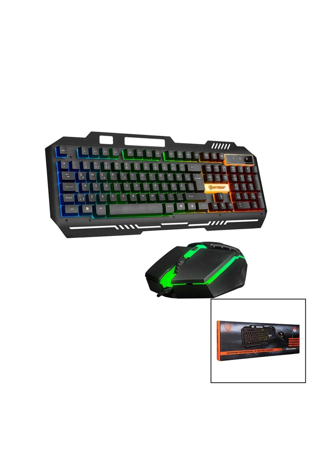 POEBGO FAMİLY'S HKM-X86 QUİN GÖKKUŞAĞI IŞIKLI USB KABLOLU KLAVYE - MOUSE SET 150CM KABLO (5162)