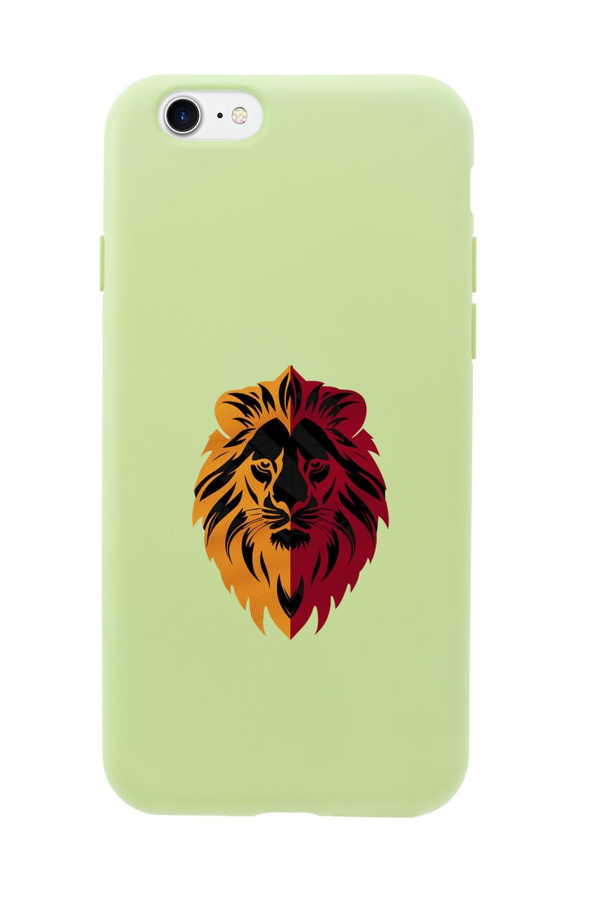 mooodcase iPhone 8 Uyumlu Sarı Kırmızı Aslan Desenli Premium Silikonlu Telefon Kılıfı