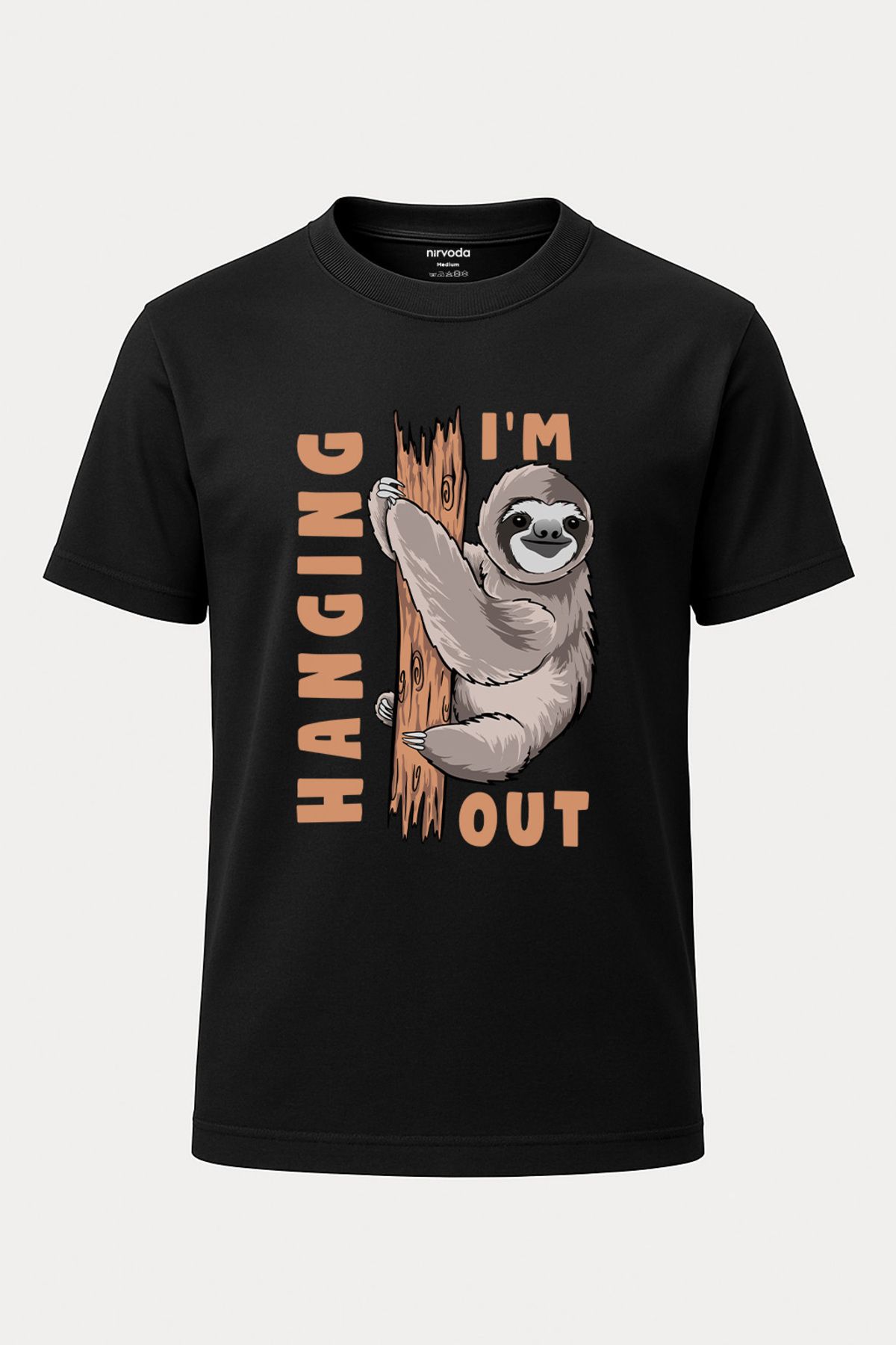 nirvoda Unisex Tembel Hayvan Baskılı Tişört - Uzun T-shirt