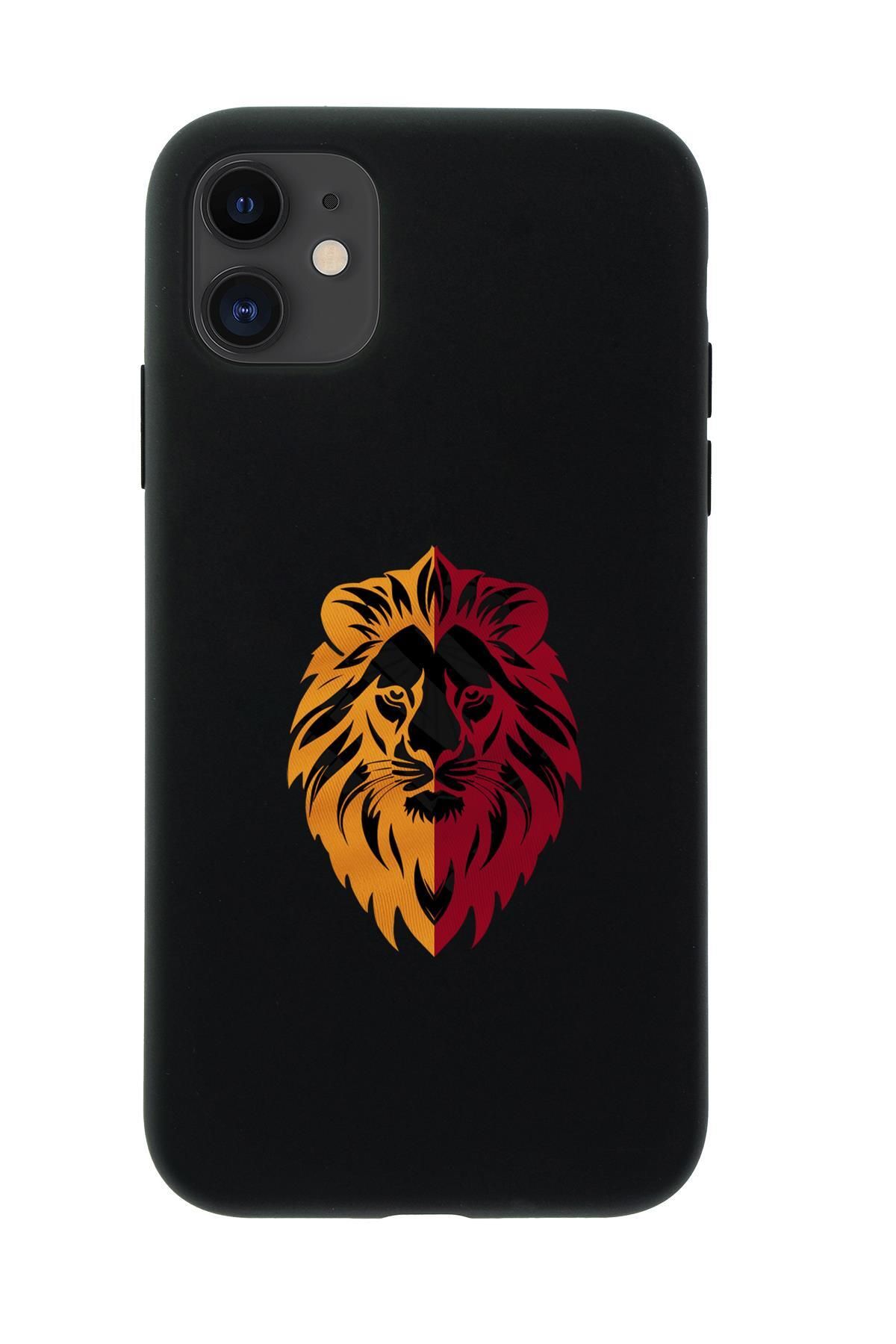 mooodcase iPhone 12 Uyumlu Sarı Kırmızı Aslan Desenli Premium Silikonlu Telefon Kılıfı