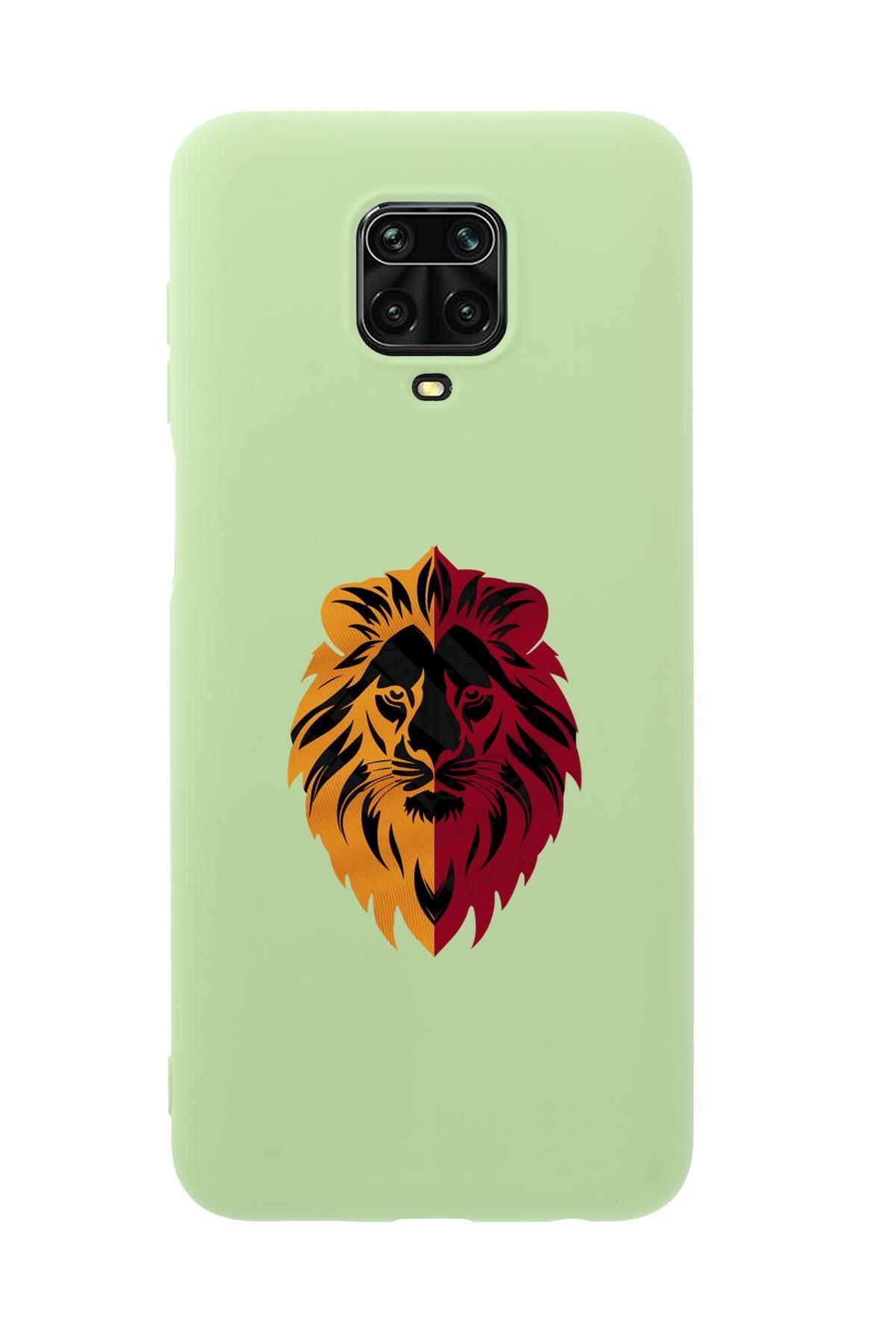mooodcase Xiaomi Redmi Note 9 Pro Uyumlu Sarı Kırmızı Aslan Desenli Premium Silikonlu Telefon Kılıfı