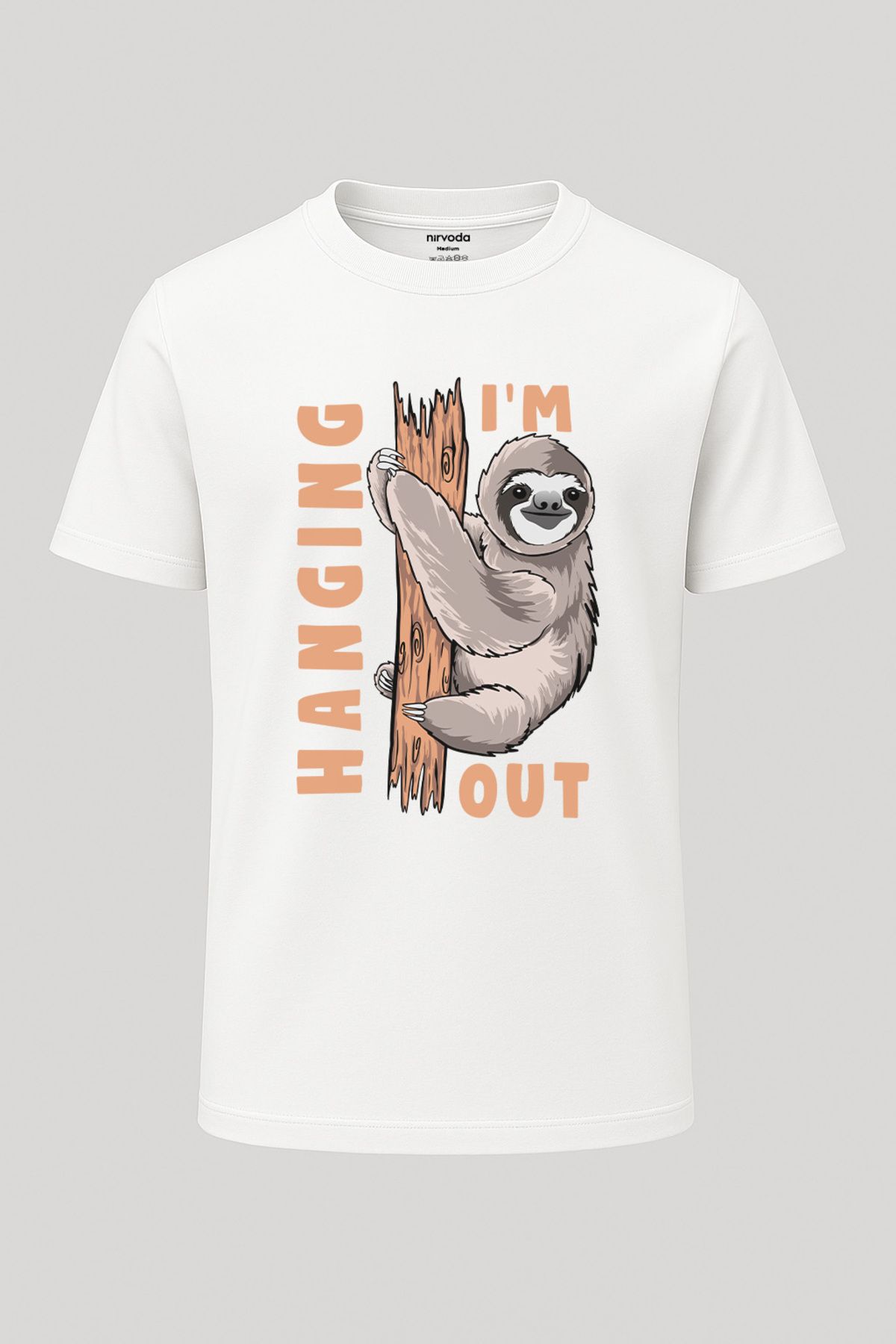 nirvoda Unisex Tembel Hayvan Baskılı Tişört - Uzun T-shirt