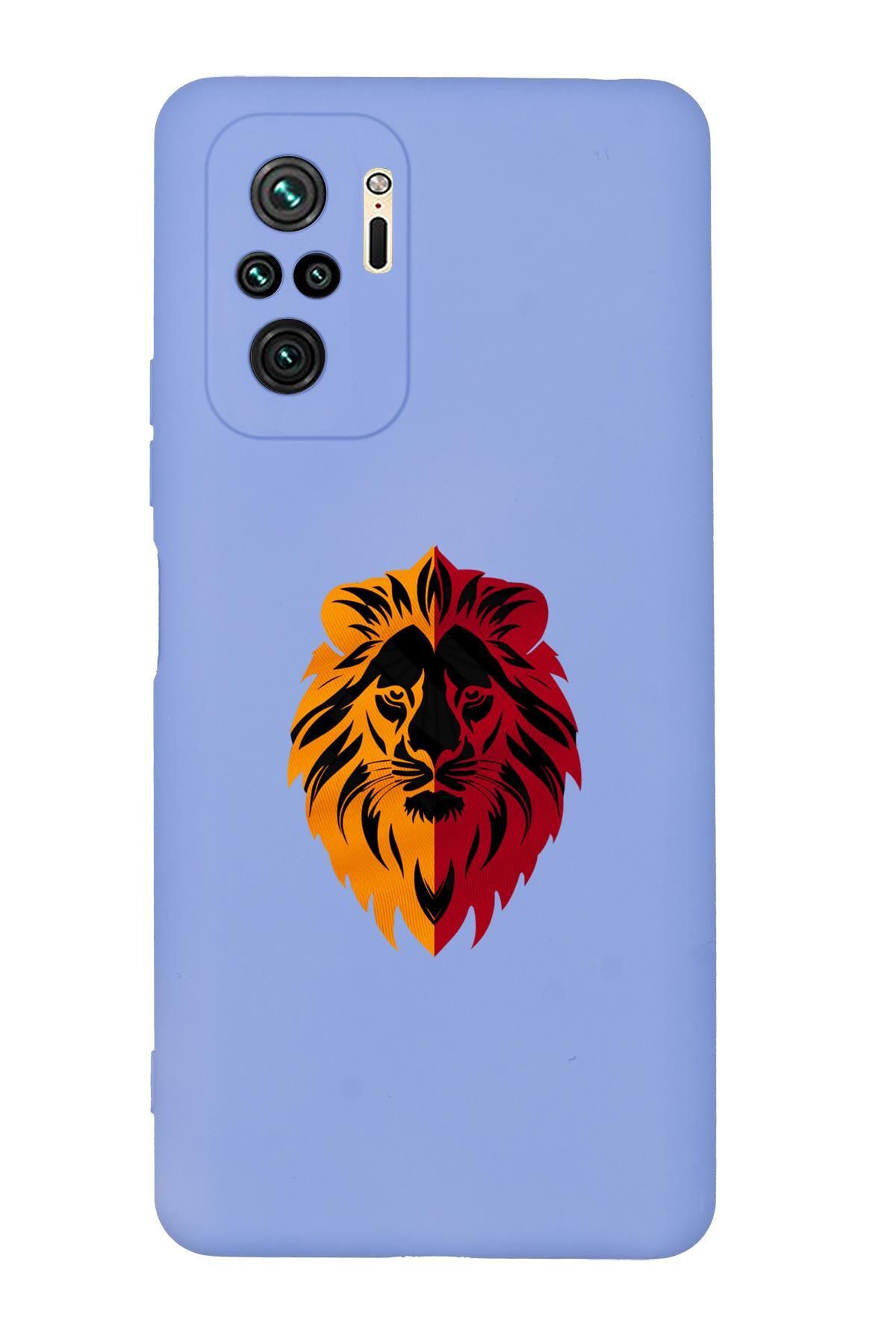 mooodcase Xiaomi Redmi Note 10S Uyumlu Sarı Kırmızı Aslan Desenli Premium Silikonlu Telefon Kılıfı
