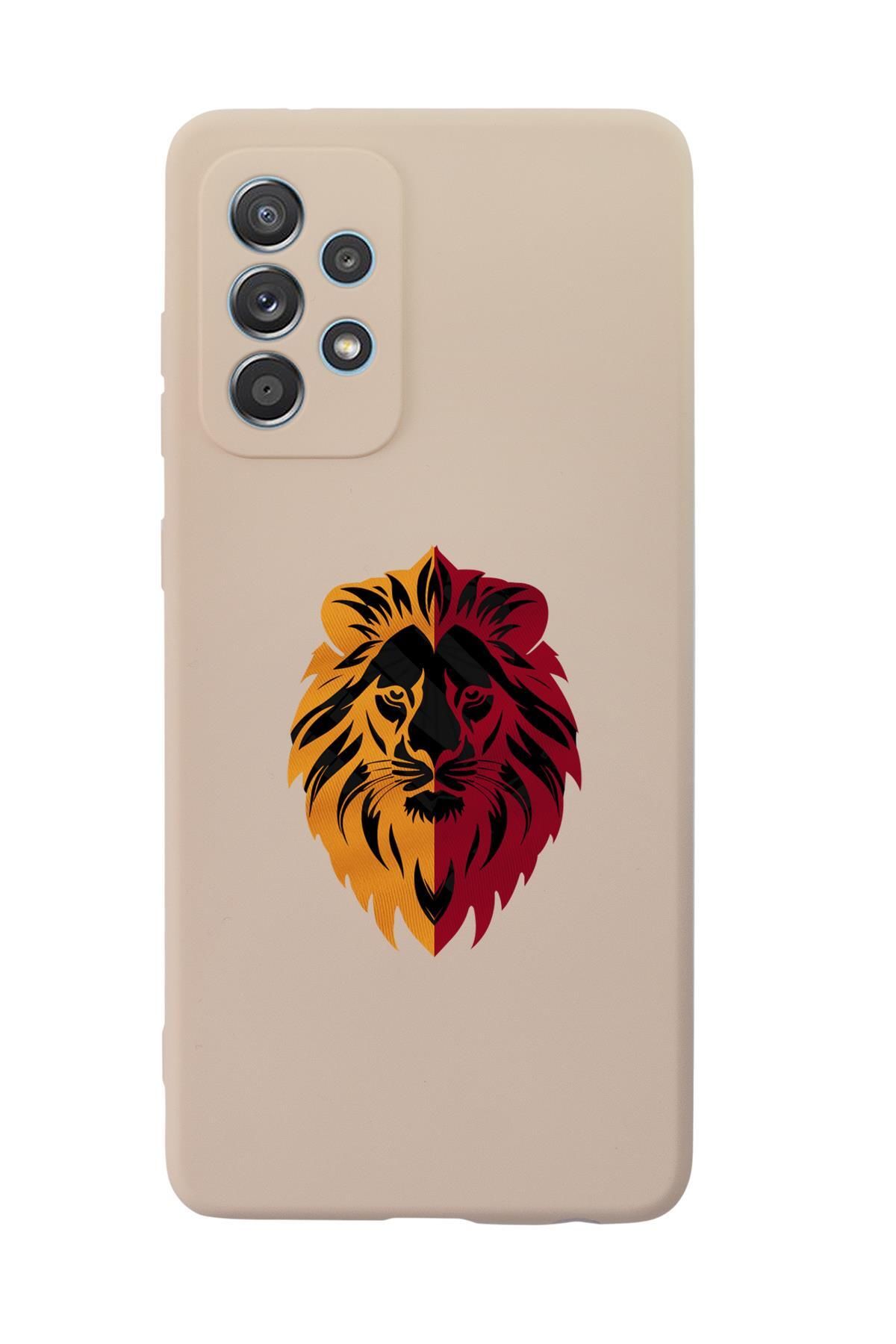 mooodcase Samsung A32 Uyumlu Sarı Kırmızı Aslan Desenli Premium Silikonlu Telefon Kılıfı