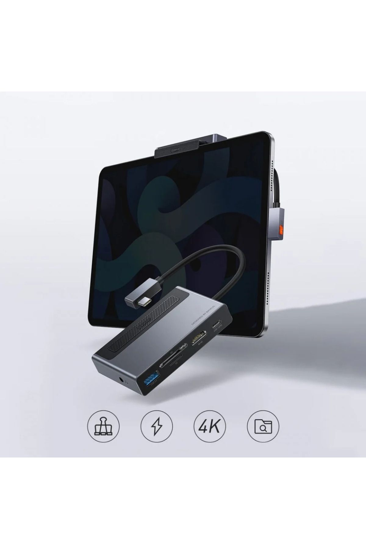 Baseus-Stație de andocare Hub Baseus Multifuncțională USB-A USB-C HDMI SD MicroSD Mufă 3.5mm PC 100W USB Tip-C 8