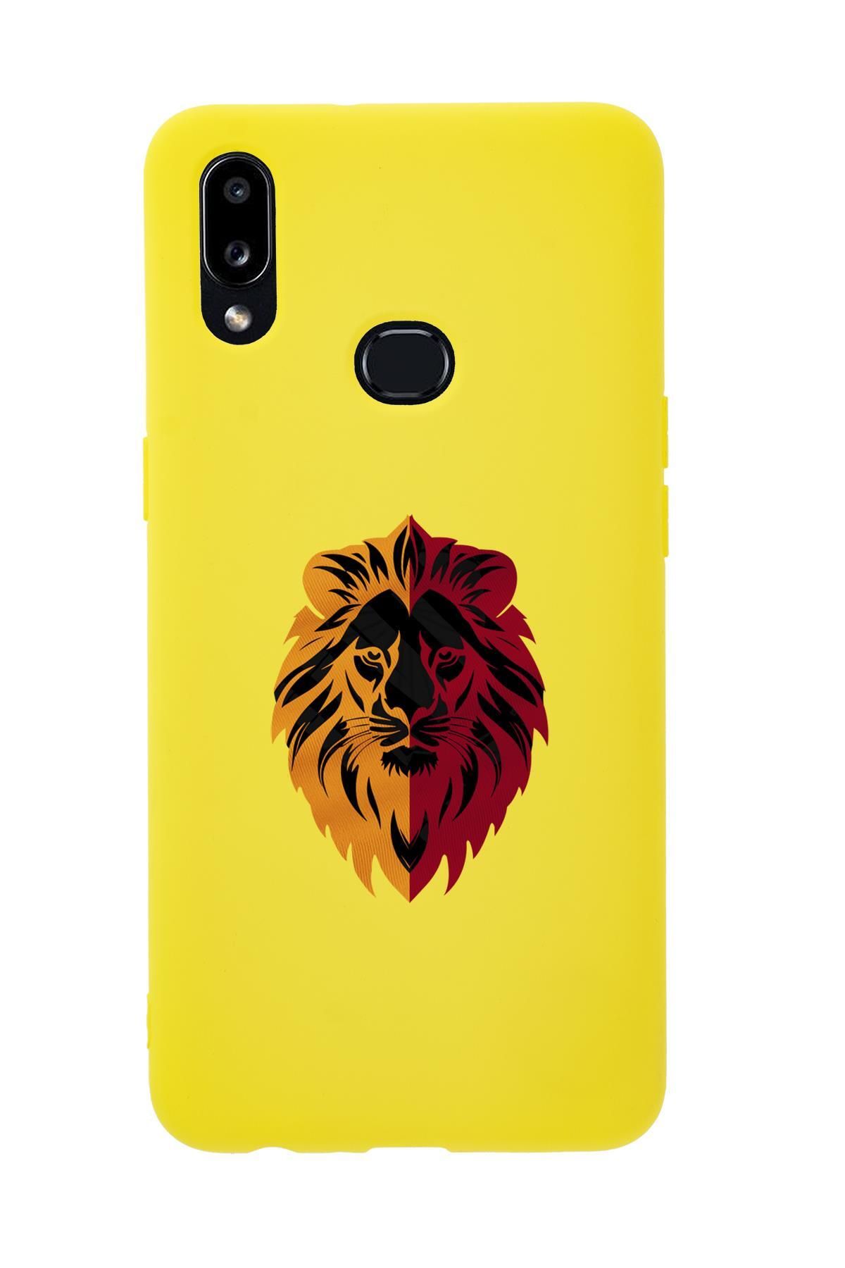 mooodcase Samsung A10s Uyumlu Sarı Kırmızı Aslan Desenli Premium Silikonlu Telefon Kılıfı