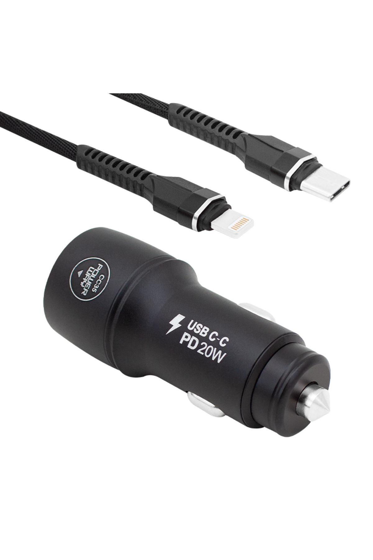POEBGO FAMİLY'S YENİ NESİL USB-C (IPHONE TO TYPE-C) ARAÇ ŞARJ SETİ (PD18W) (5162)