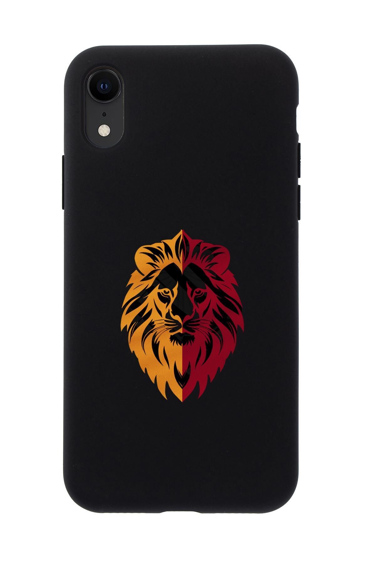 mooodcase iPhone Xr Uyumlu Sarı Kırmızı Aslan Desenli Premium Silikonlu Telefon Kılıfı