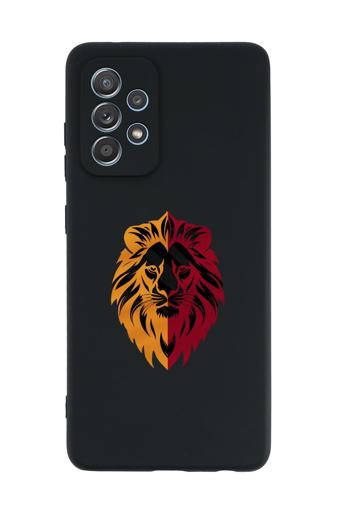 mooodcase Samsung A72 Uyumlu Sarı Kırmızı Aslan Desenli Premium Silikonlu Telefon Kılıfı