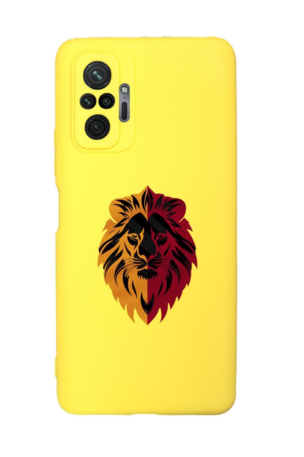mooodcase Xiaomi Redmi Note 10 Pro Max Uyumlu Sarı Kırmızı Aslan Desenli Premium Silikonlu Telefon Kılıfı