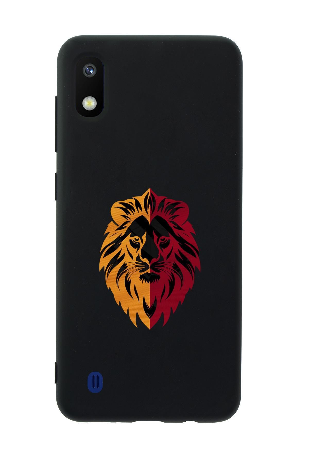 mooodcase Samsung A10 Uyumlu Sarı Kırmızı Aslan Desenli Premium Silikonlu Telefon Kılıfı