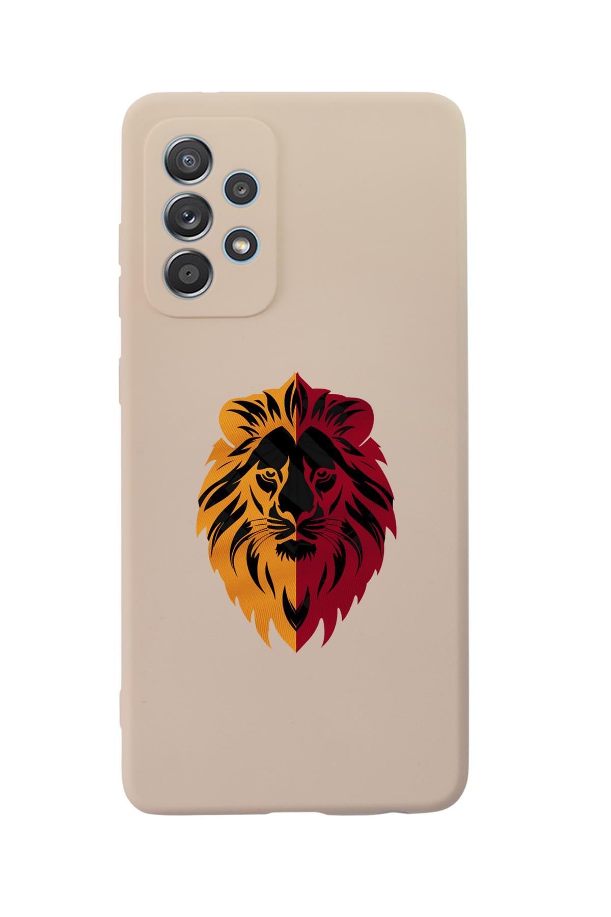 mooodcase Samsung A53 Uyumlu Sarı Kırmızı Aslan Desenli Premium Silikonlu Telefon Kılıfı