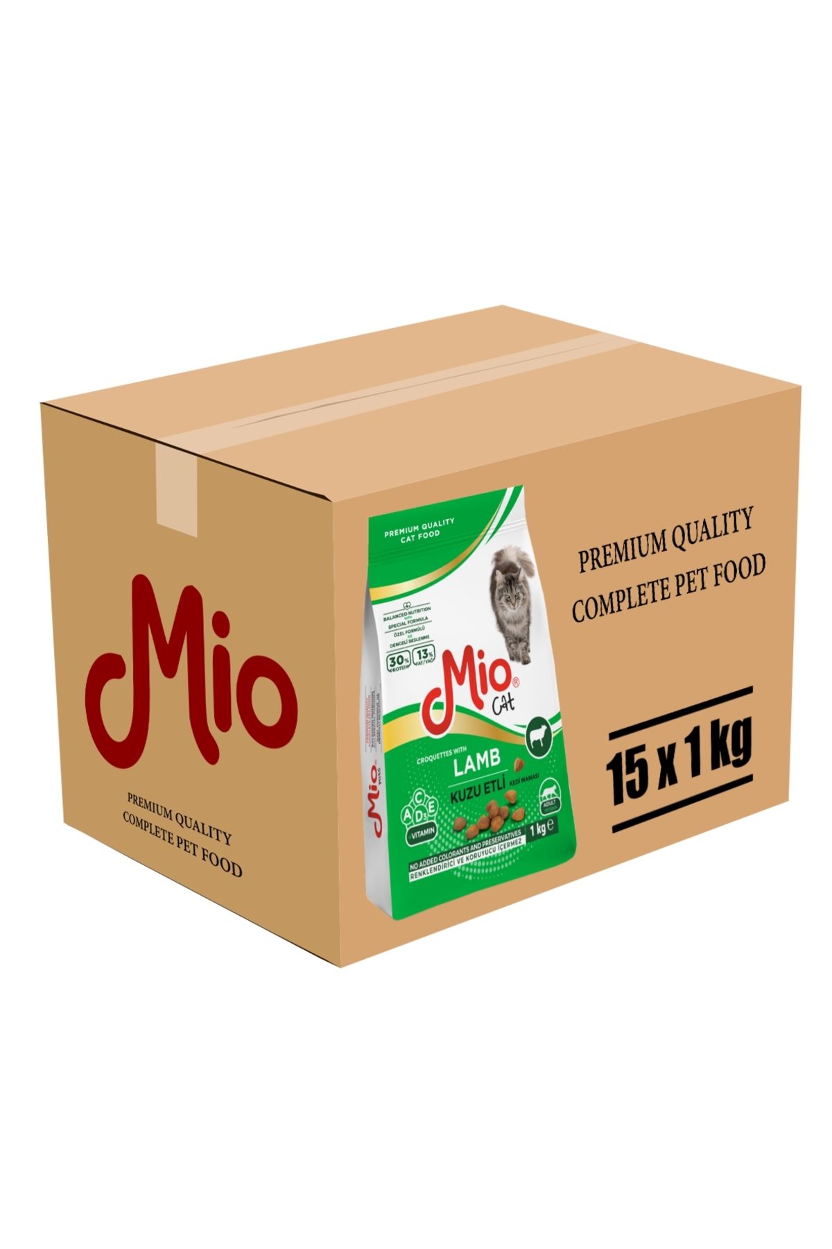MİO Cutie Mancare Uscata Pisici ️, Premium, 15 Saci X 1 Kg, Granule, Mio Cat, Mancare Pisici , Cu Miel - One Size