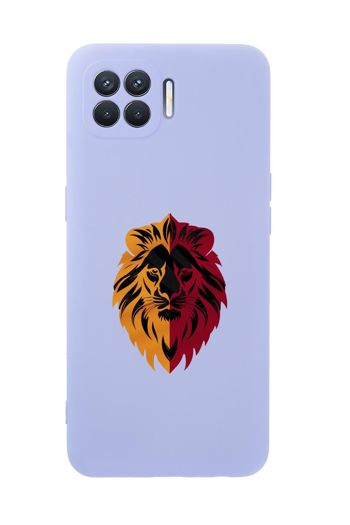 mooodcase Oppo Reno 4 Lite Uyumlu Sarı Kırmızı Aslan Desenli Premium Silikonlu Telefon Kılıfı