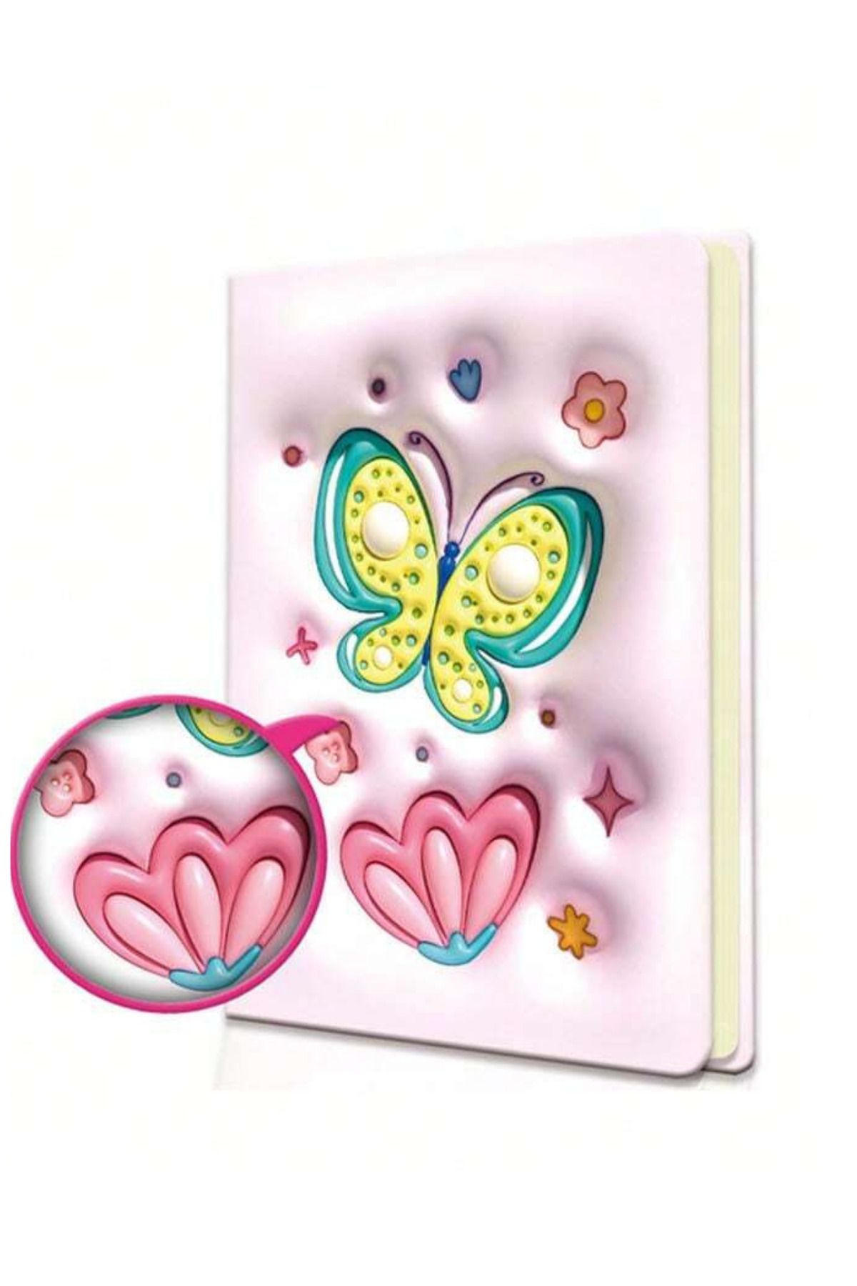 NaSaDAN 3D Kelebek Puf Kabartmalı A5 Çizgili Defter