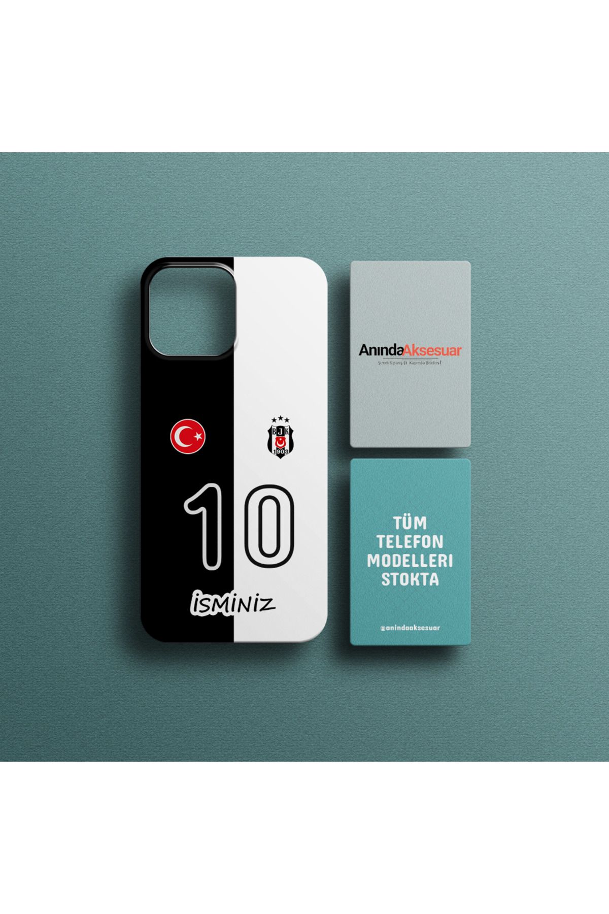 Web İşyerim Galaxy A54 Uyumlu Kişiye Özel İsimli Numaralı Beşiktaş Telefon Kılıfı