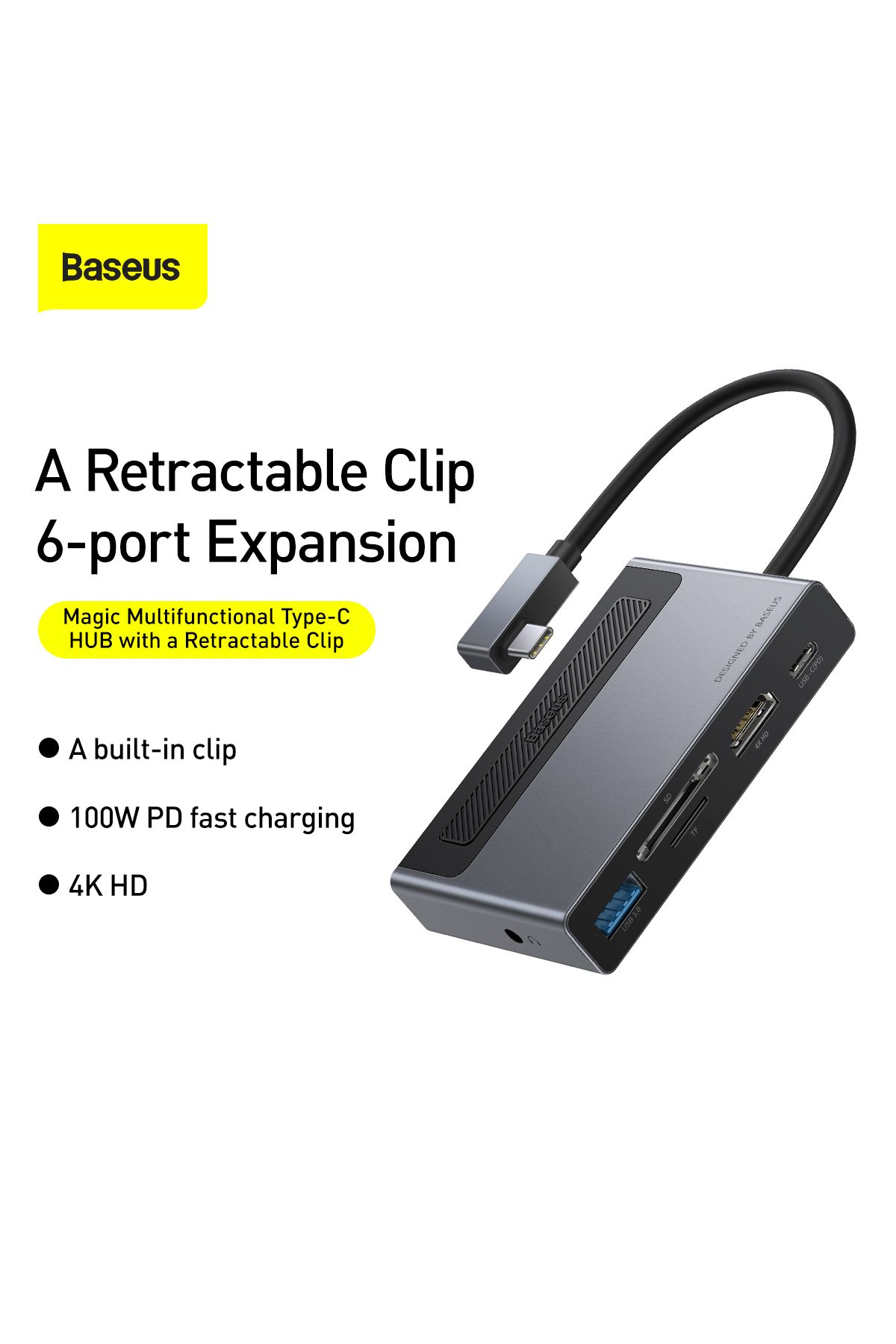 Baseus-Stație de andocare Hub Baseus Multifuncțională USB-A USB-C HDMI SD MicroSD Mufă 3.5mm PC 100W USB Tip-C 7