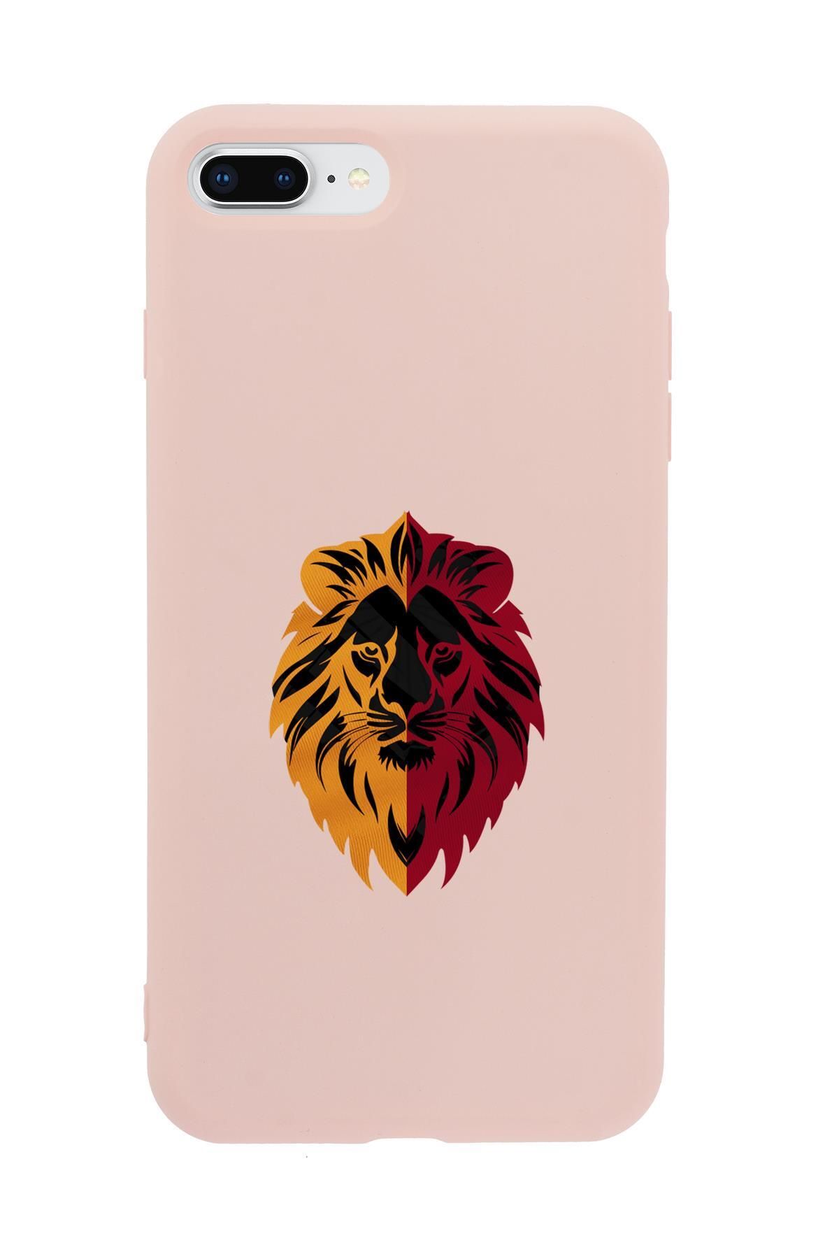 mooodcase iPhone 7 Plus Uyumlu Sarı Kırmızı Aslan Desenli Premium Silikonlu Telefon Kılıfı